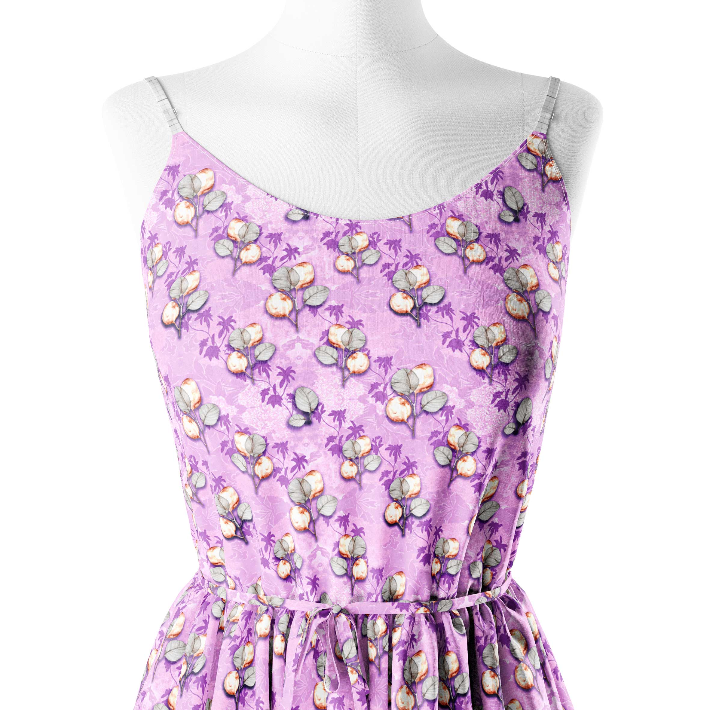 Lilac Feuilles Print Fabric