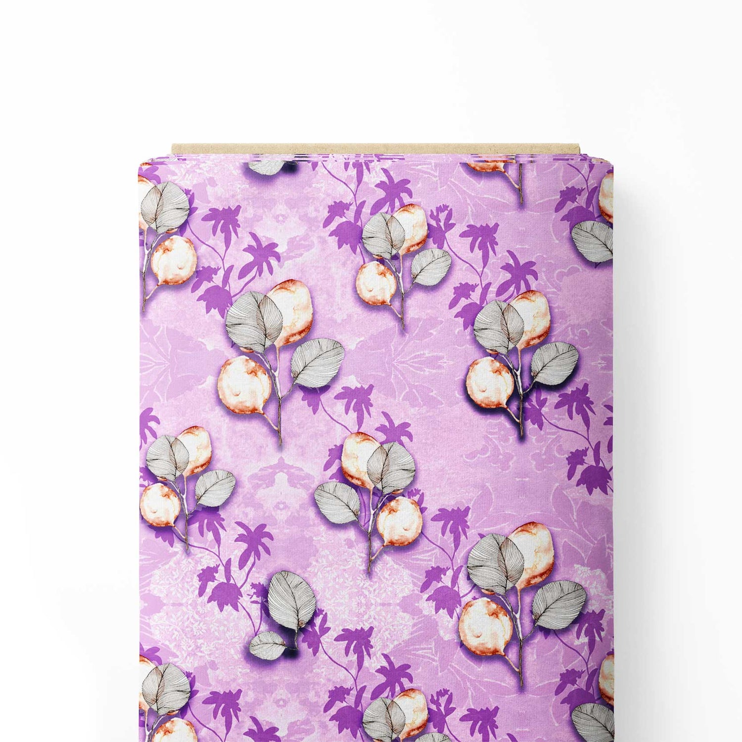 Lilac Feuilles Print Fabric