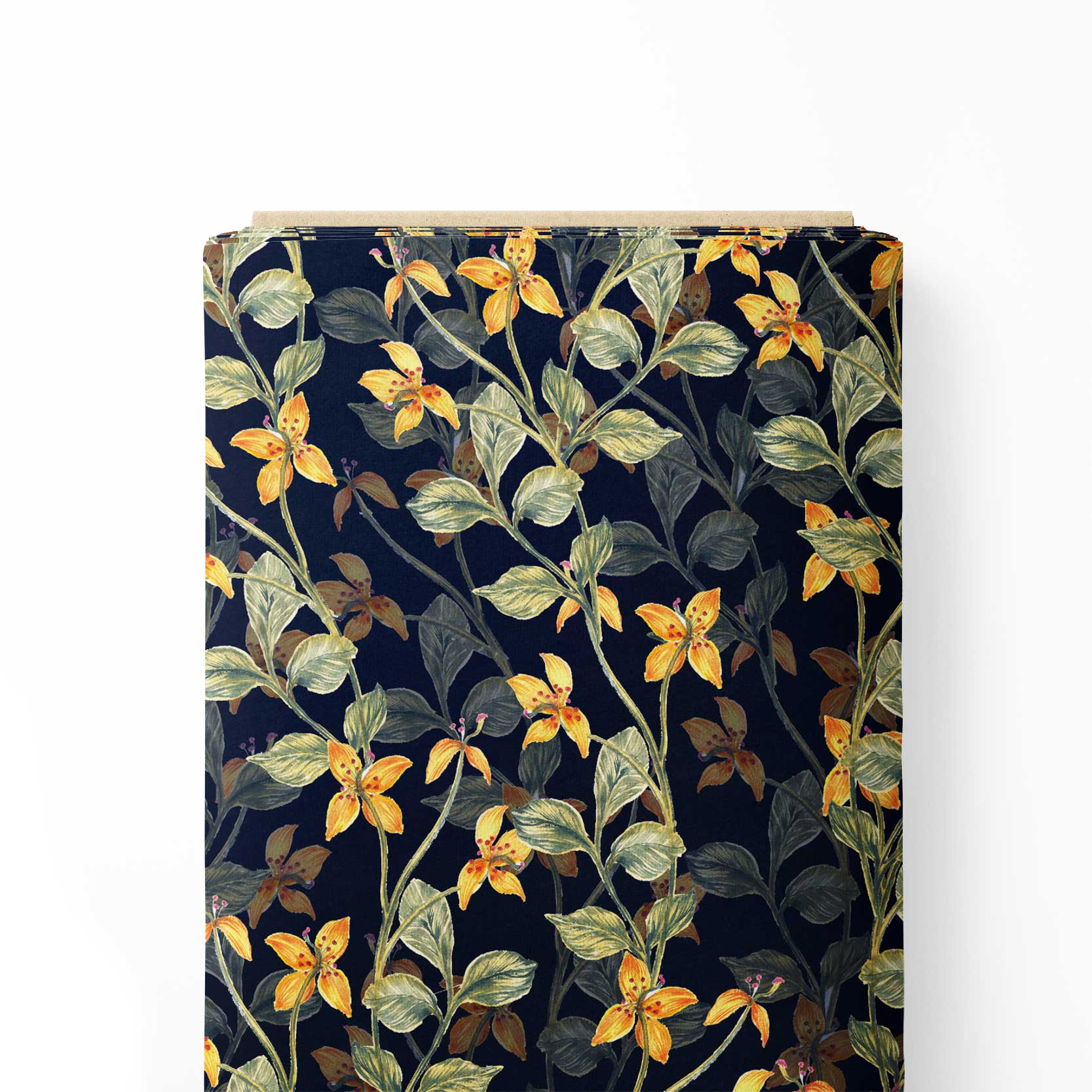 yellow colours floral allover Print Fabric