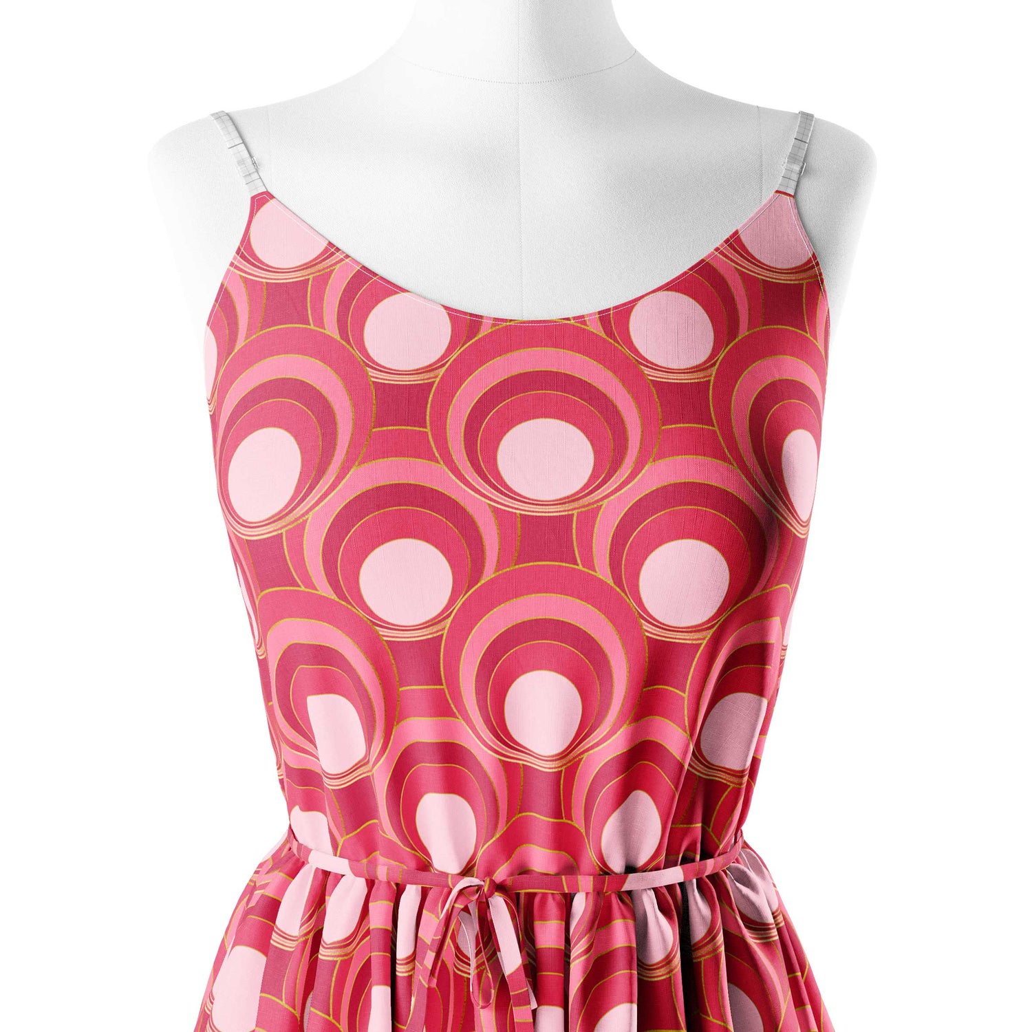 Mod circles viva magenta Print Fabric