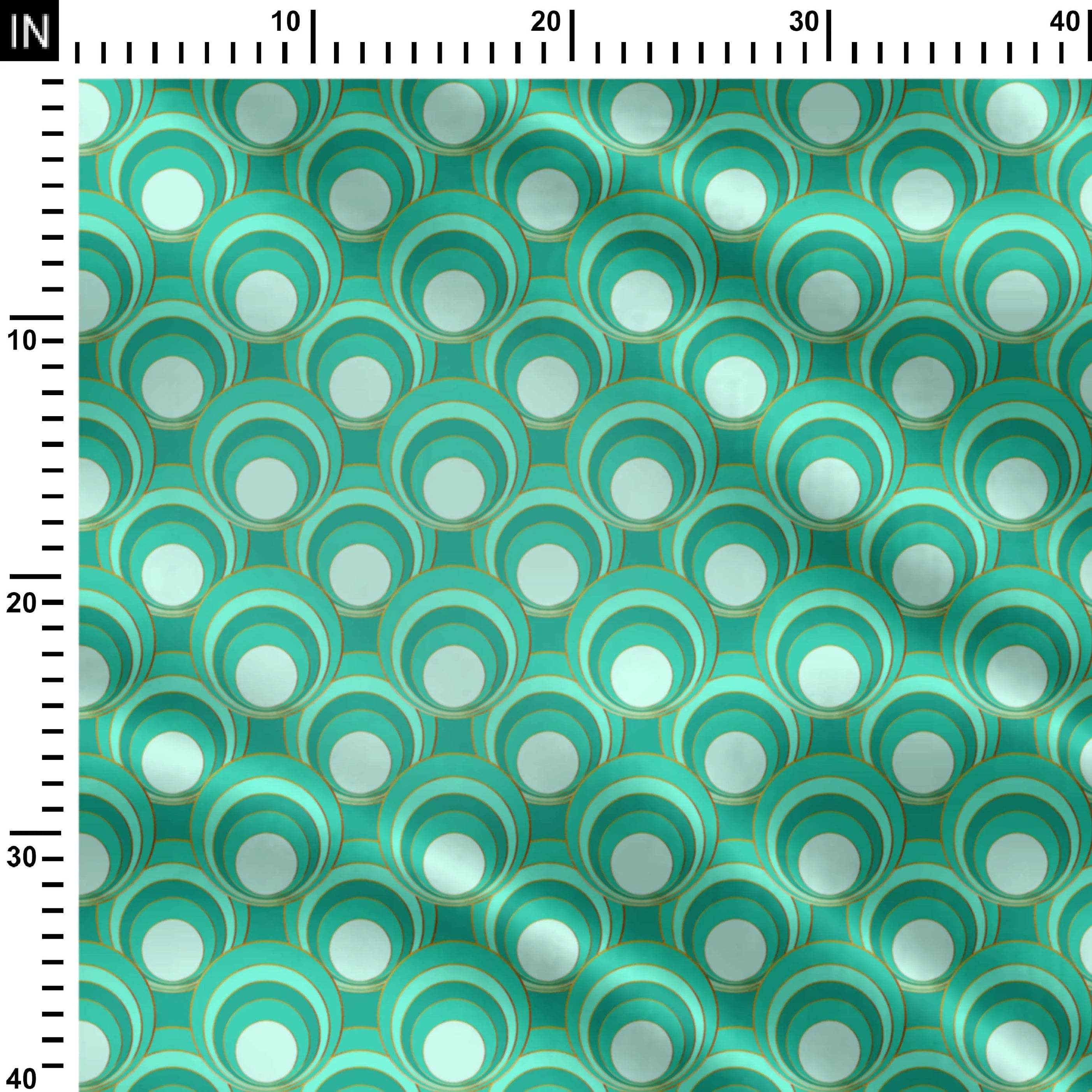 Mod circles turquoise mint Print Fabric