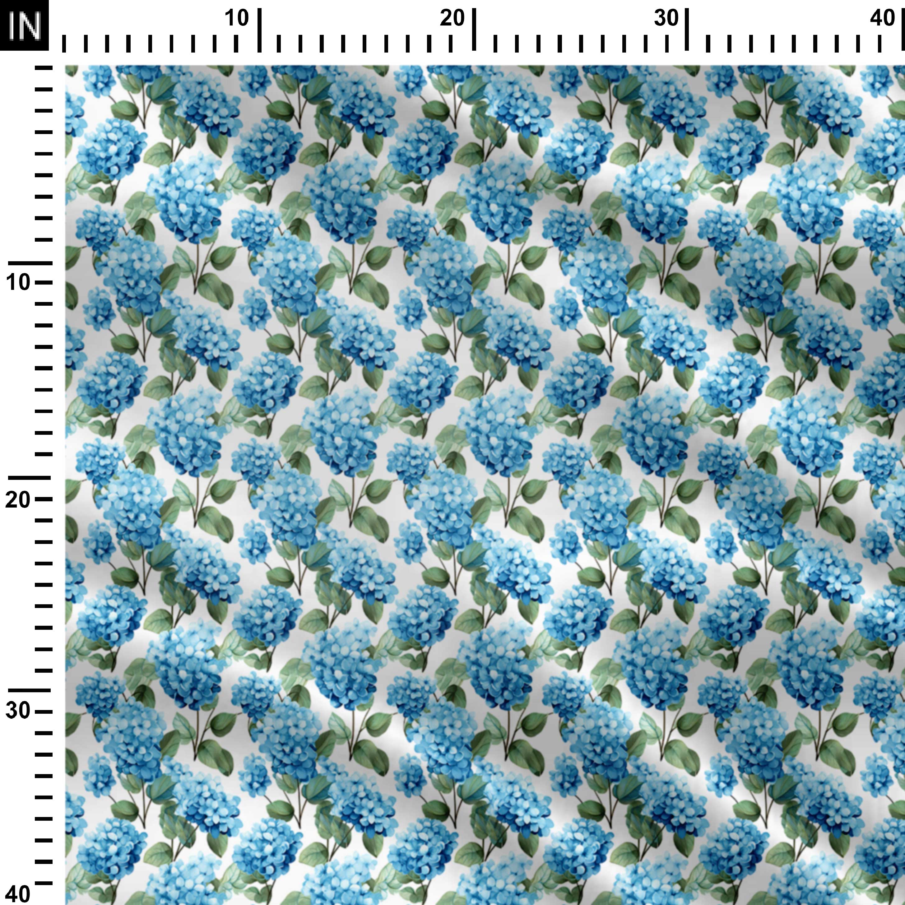 Blue hygrangea flower Print Fabric