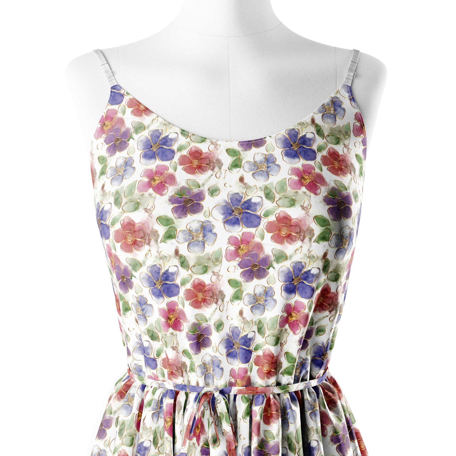 flower with foil Print Fabric