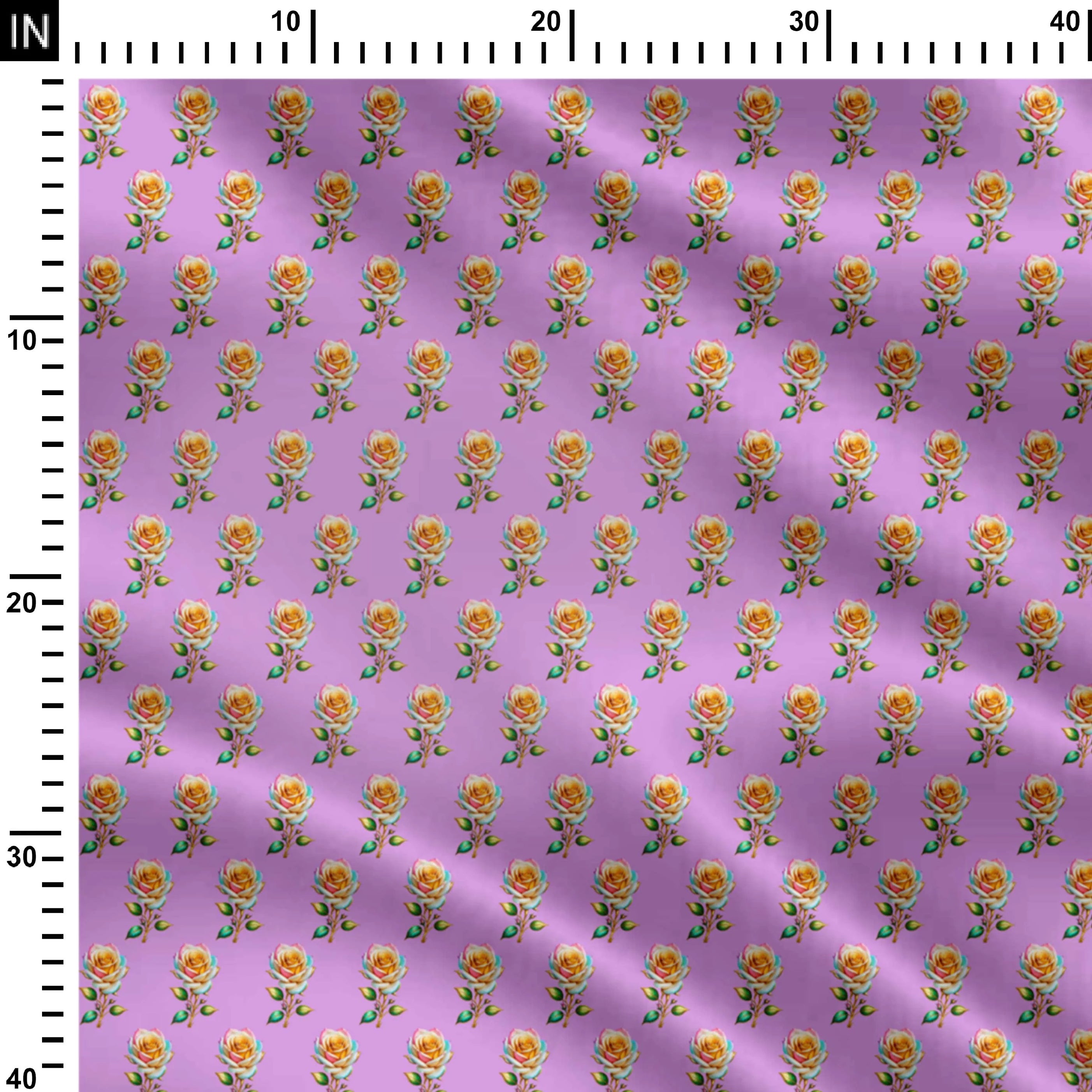 Lavender Roses Print Fabric