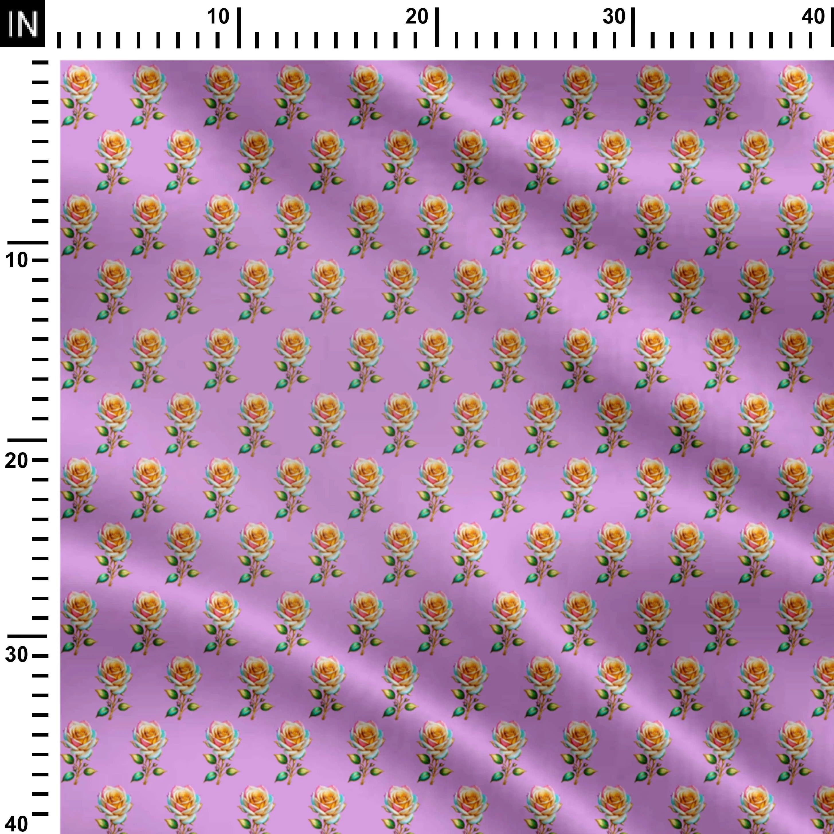 Lavender Roses Print Fabric