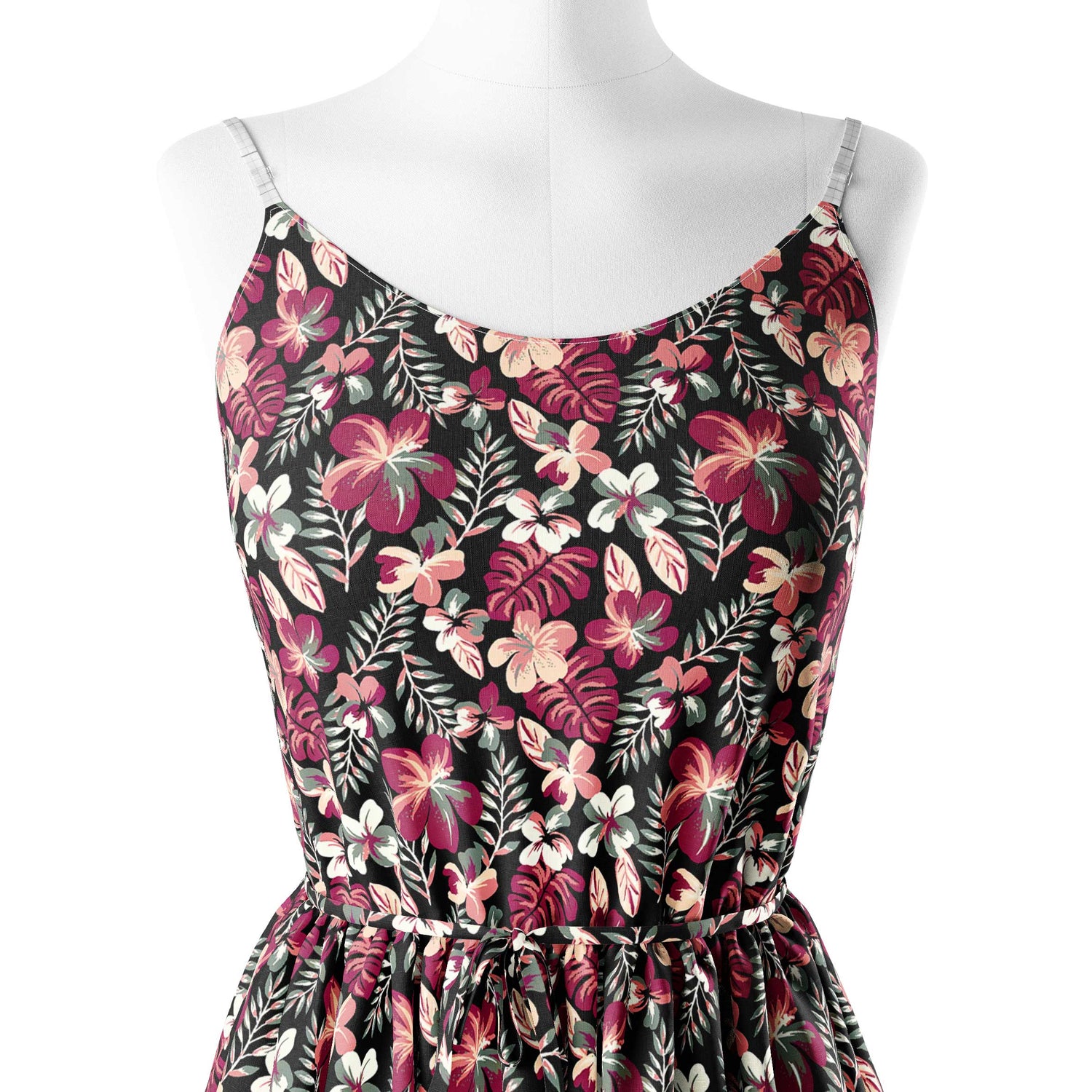 लाल पुष्प पैटर्न प्रिंट कपड़ा