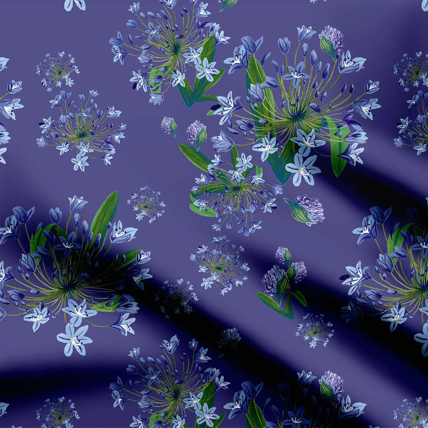 African Lily Garden Liliac Print Fabric