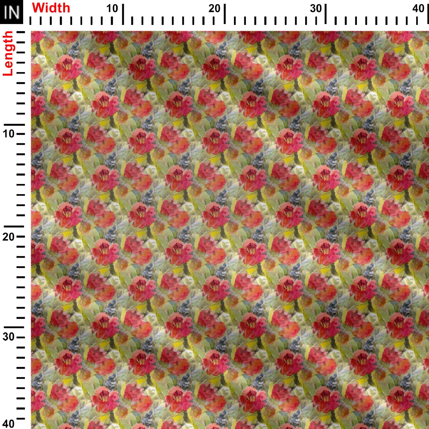 Painted rose pattern Print Fabric