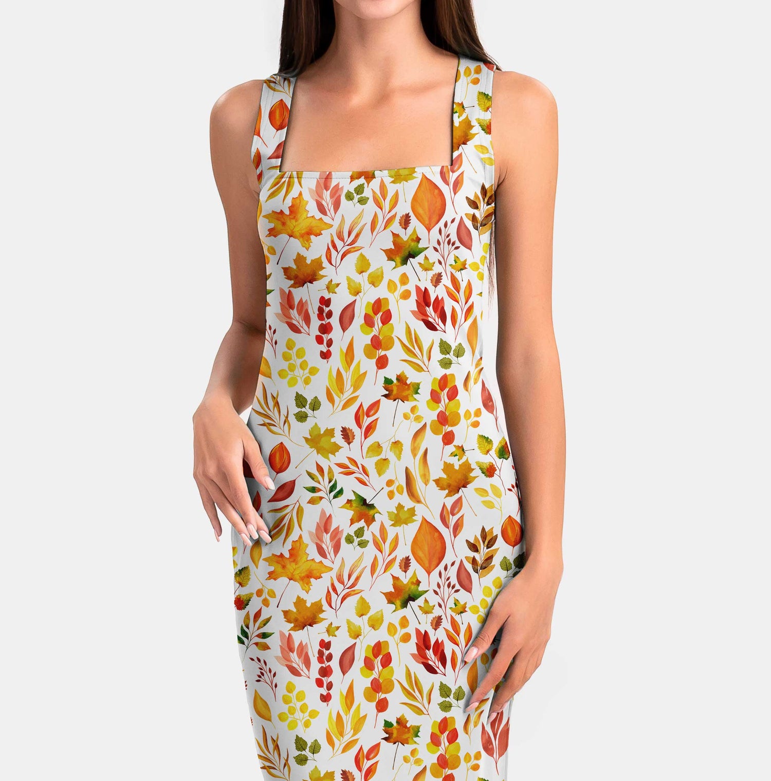 Watercolor Autumn Leaves Print Fabric