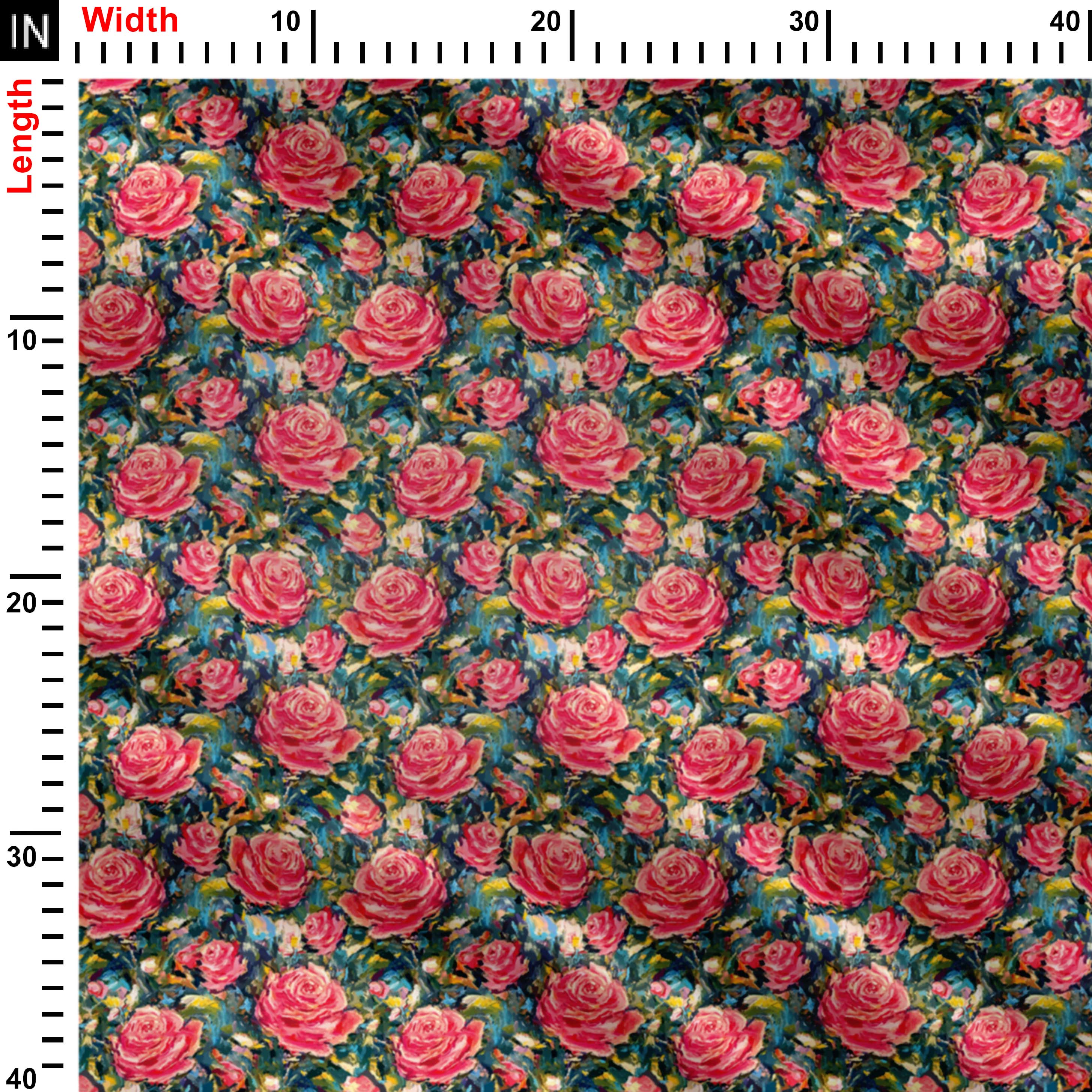 water colour art rose design Print Fabric