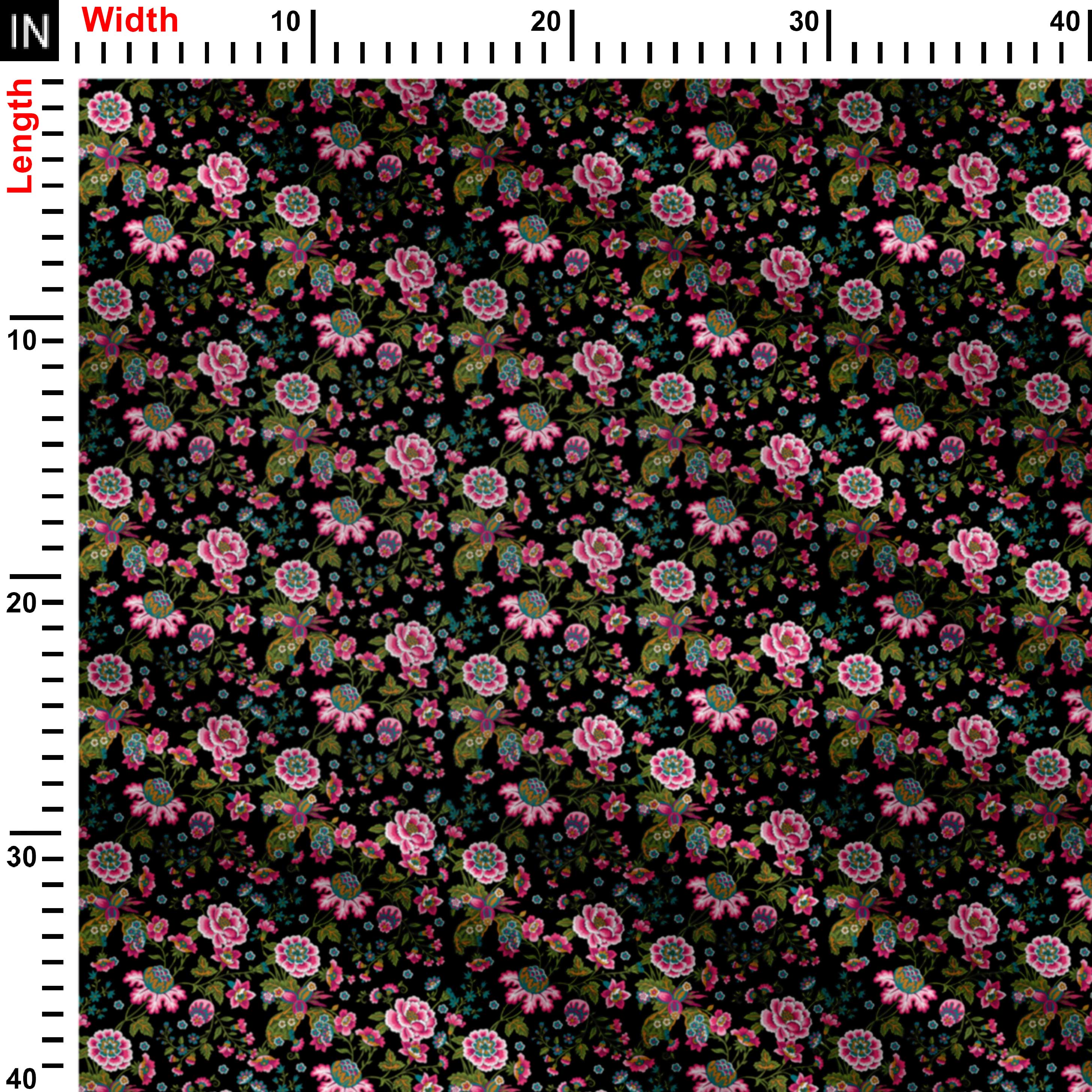 Pink indisch Watercolor Black Print Fabric