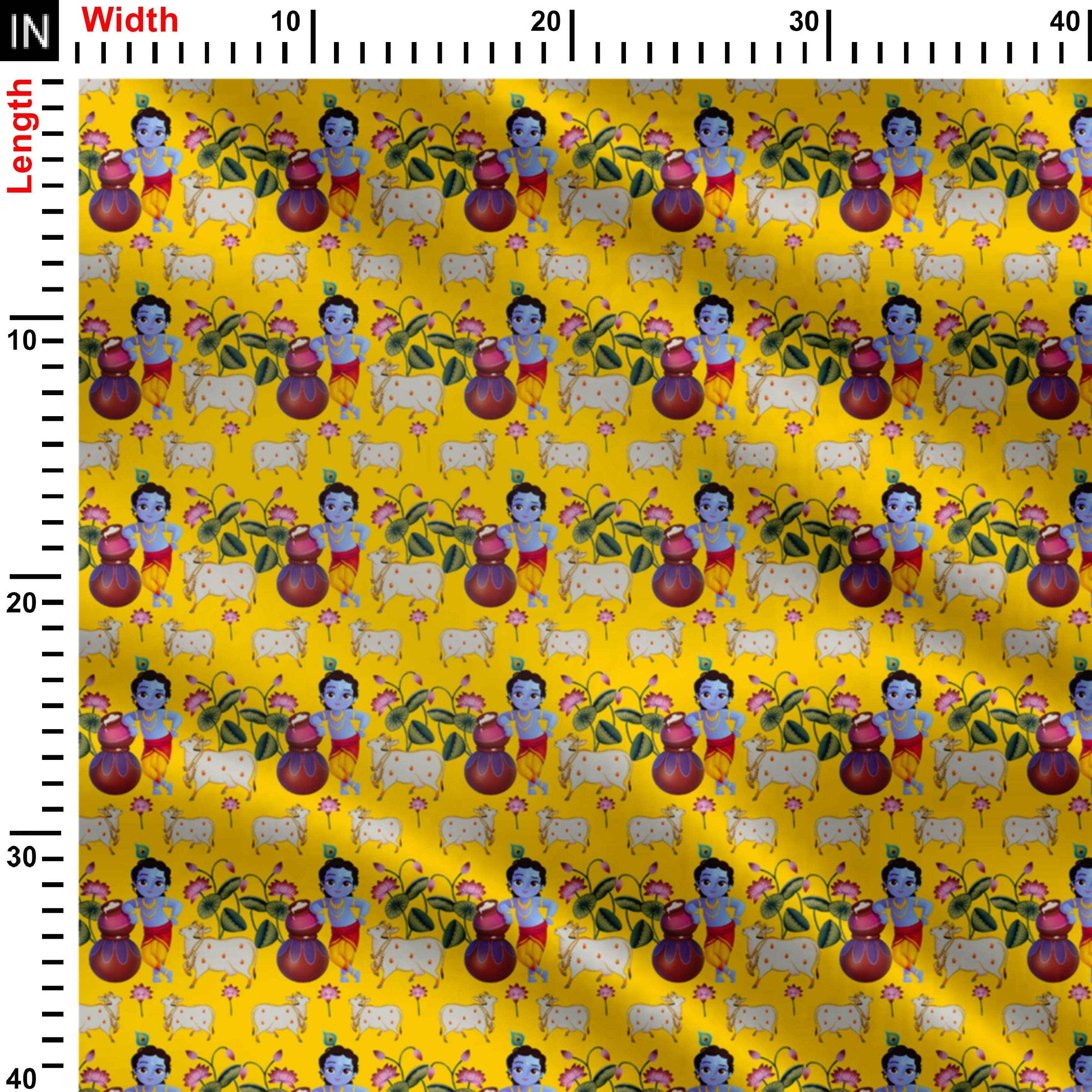 Matki Phod Krishna Leela Print Fabric
