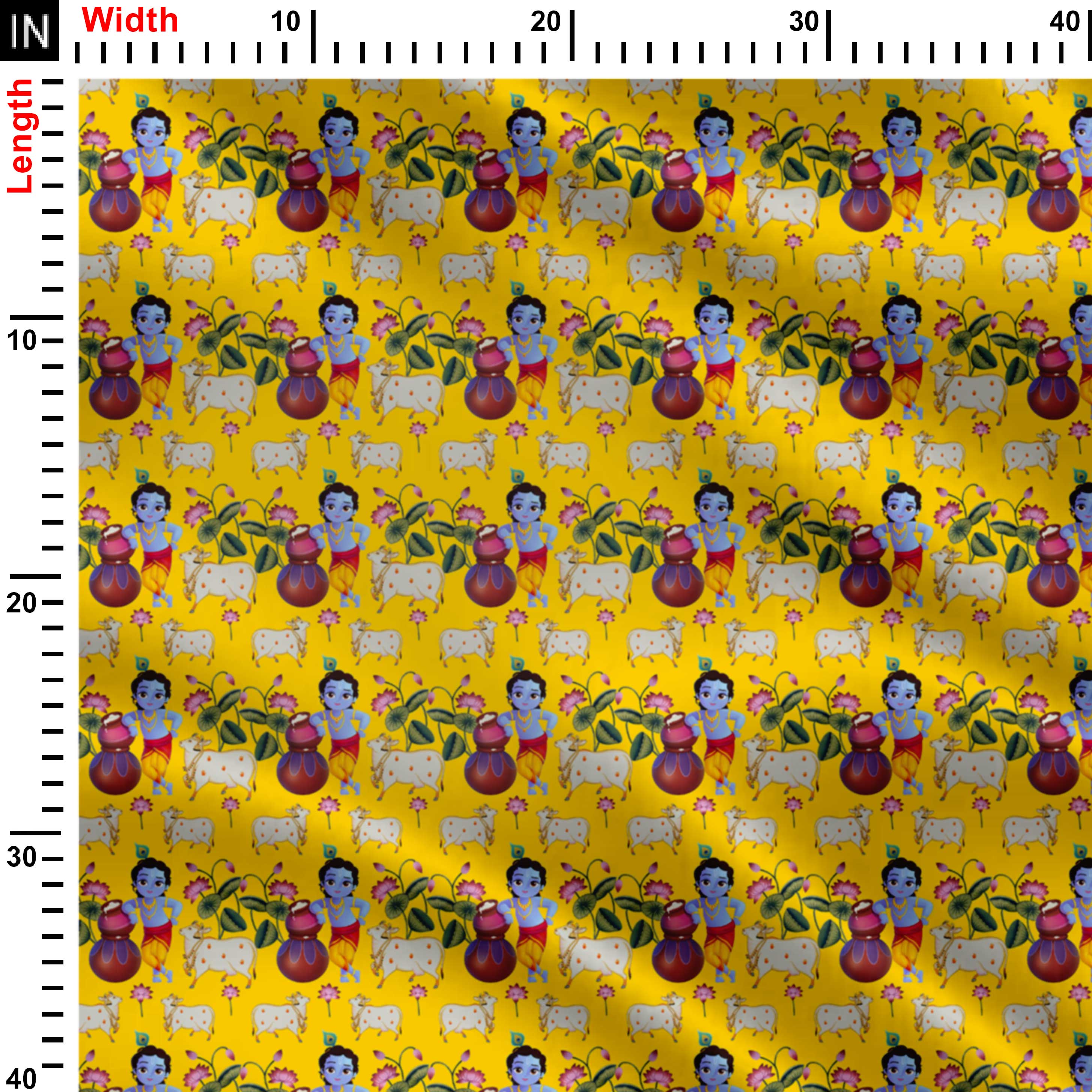 Matki Phod Krishna Leela Print Fabric