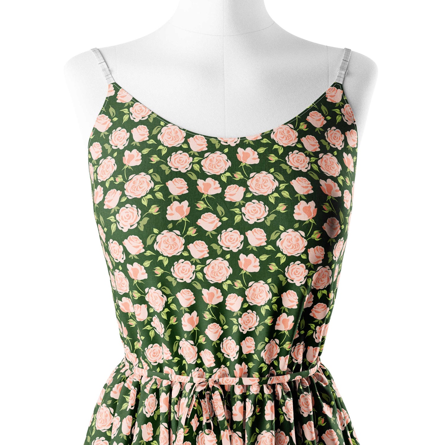 Peach Roses Print Fabric