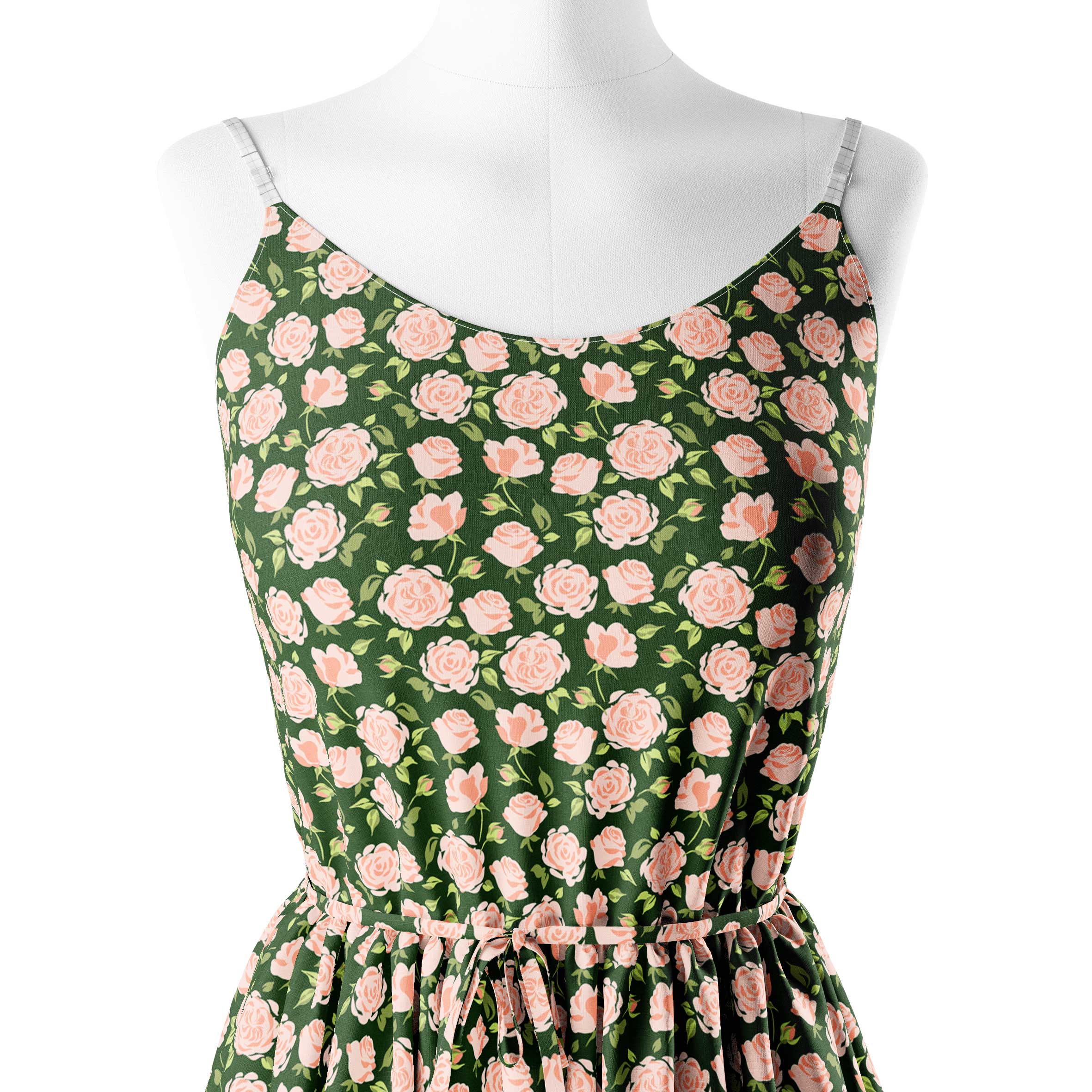 Peach Roses Print Fabric