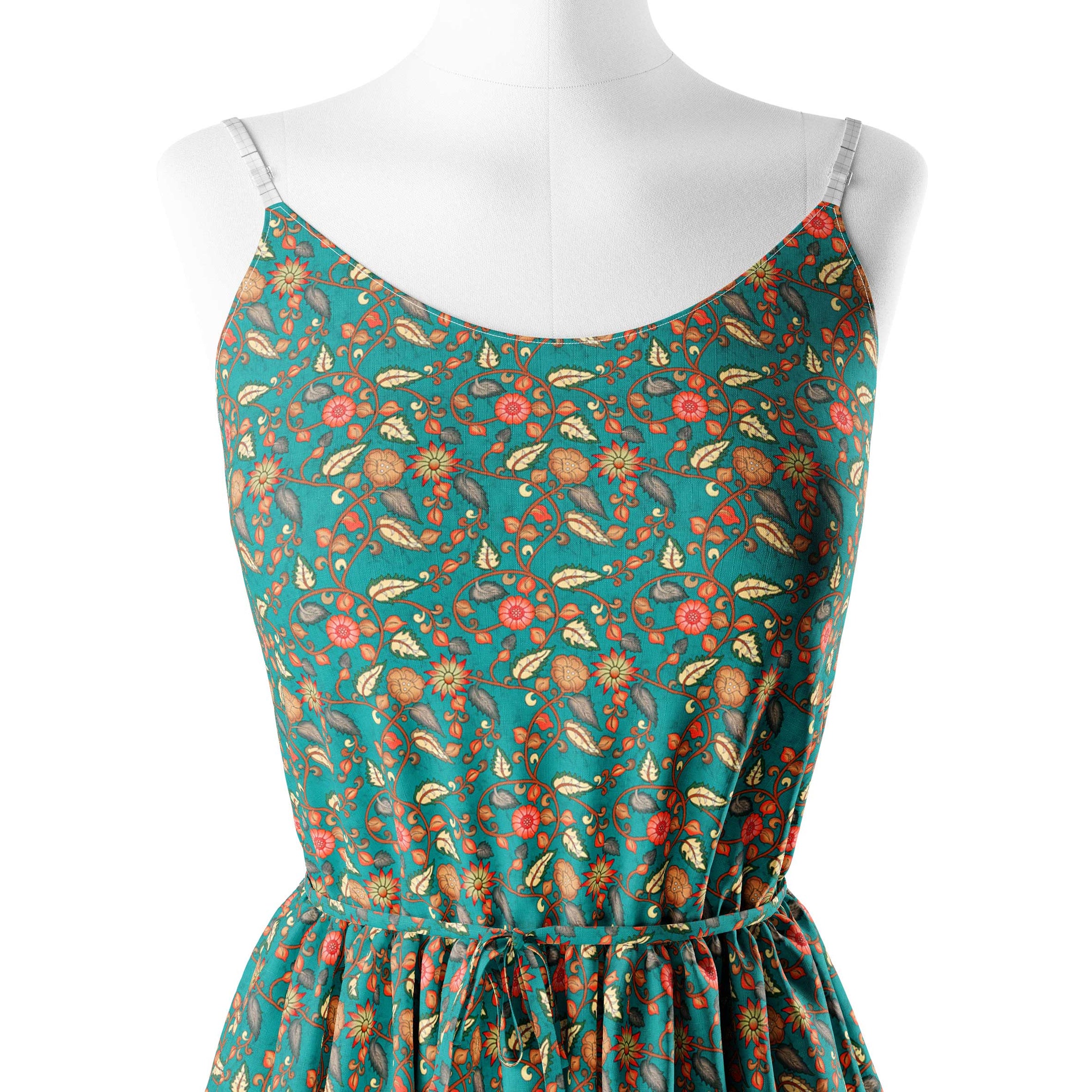 Kalamkari Mariya Green Print Fabric