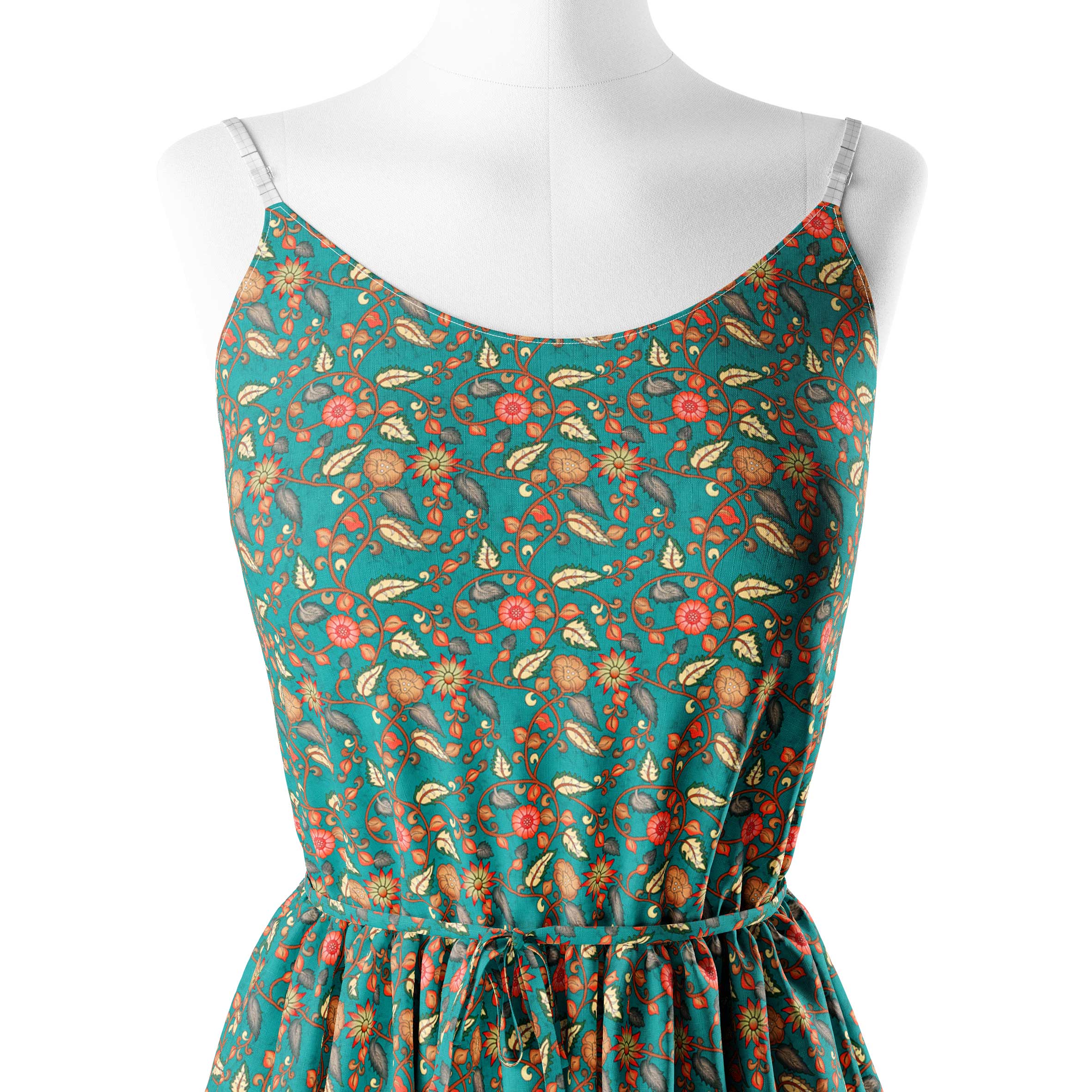 Kalamkari Mariya Green Print Fabric