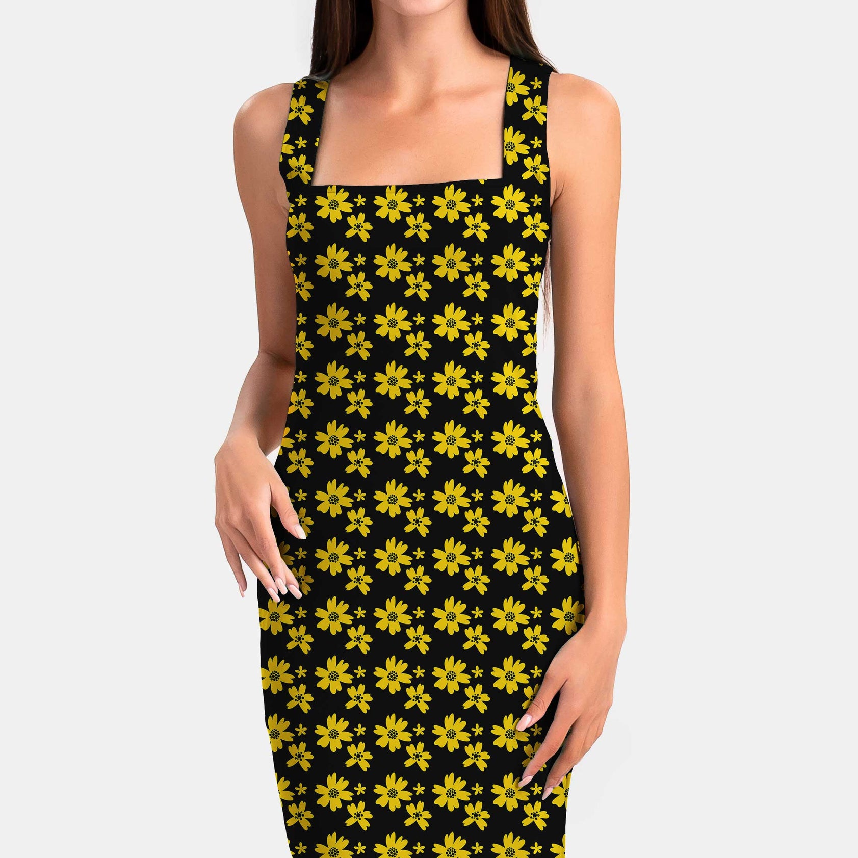 Yellow Stripe Floral Print Fabric