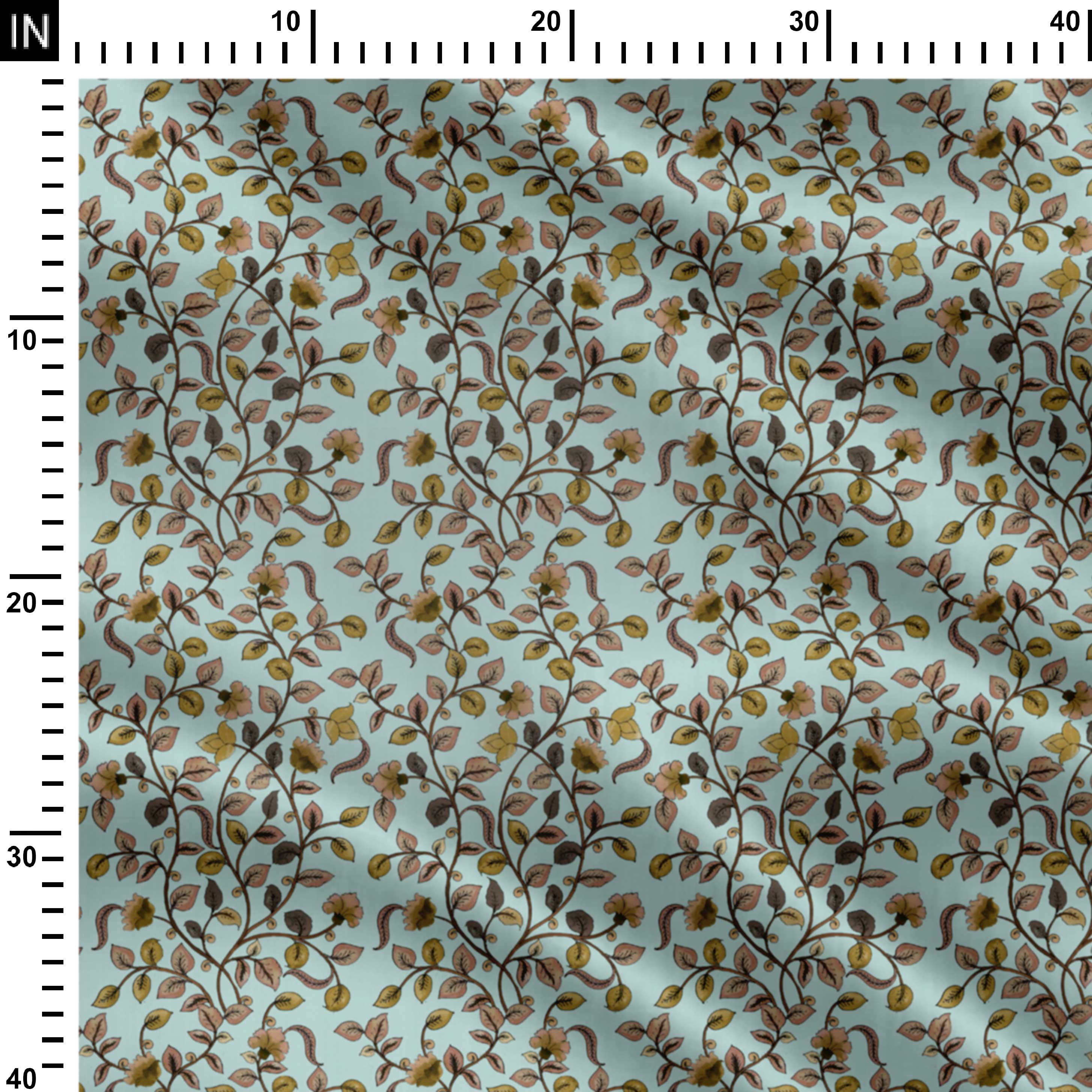 Չորացրած տերևներ Kalamkari Print Fabric