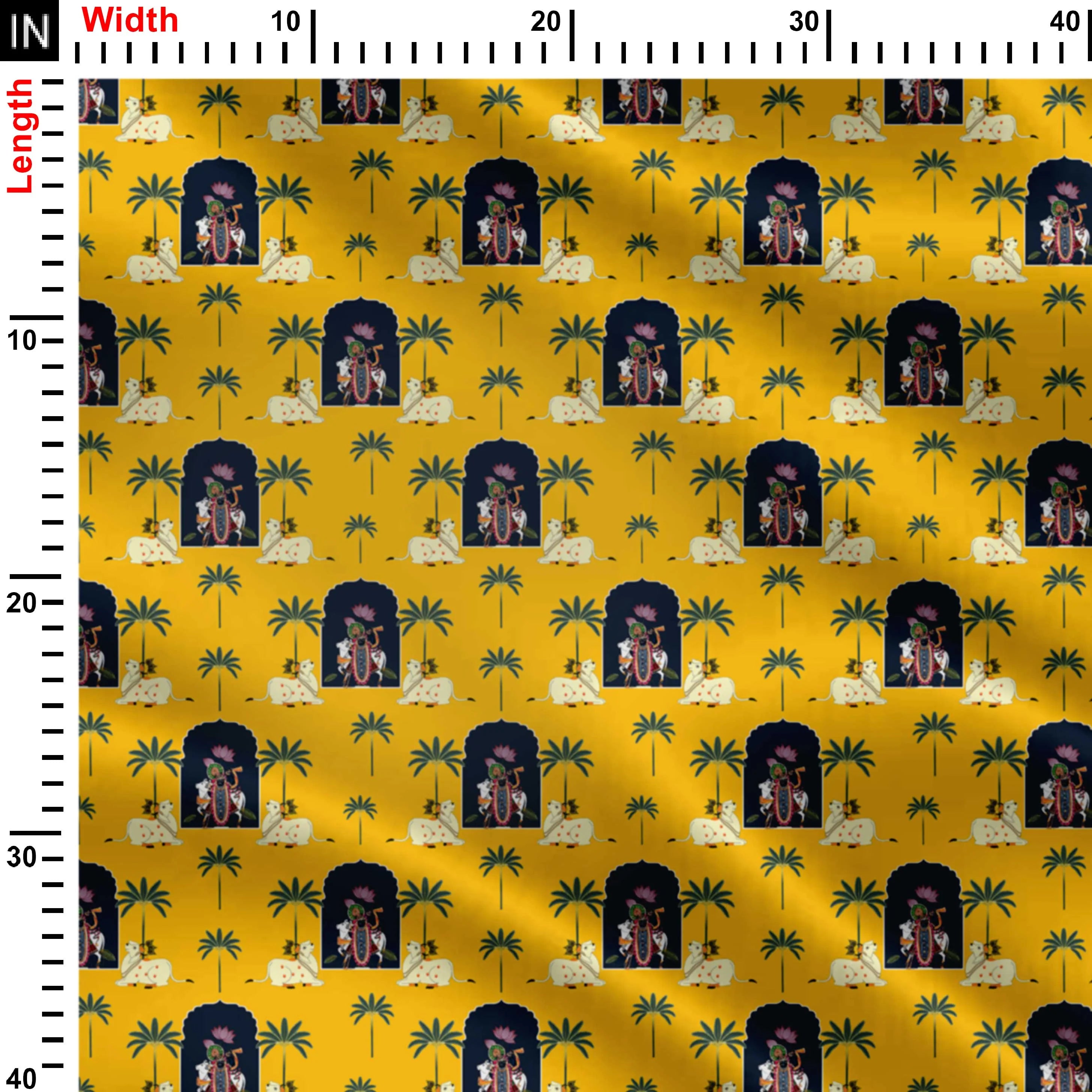 Serene Cow Harmony Print Fabric