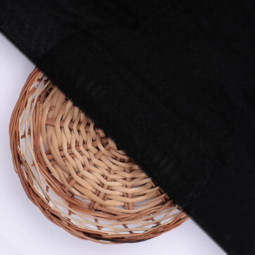Black Colour Upada Silk Plain Dyed Fabric