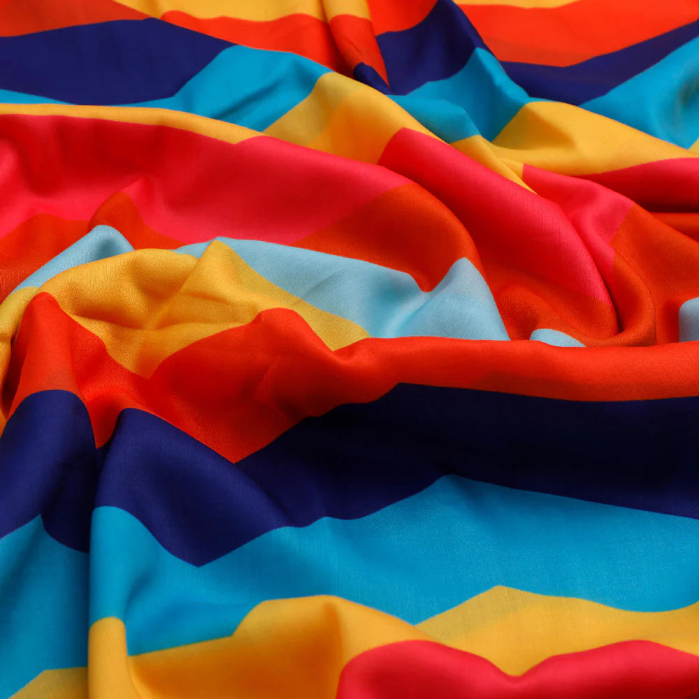 Zigzag Digital Printed Kora Silk Fabric FAB VOGUE Studio-ից