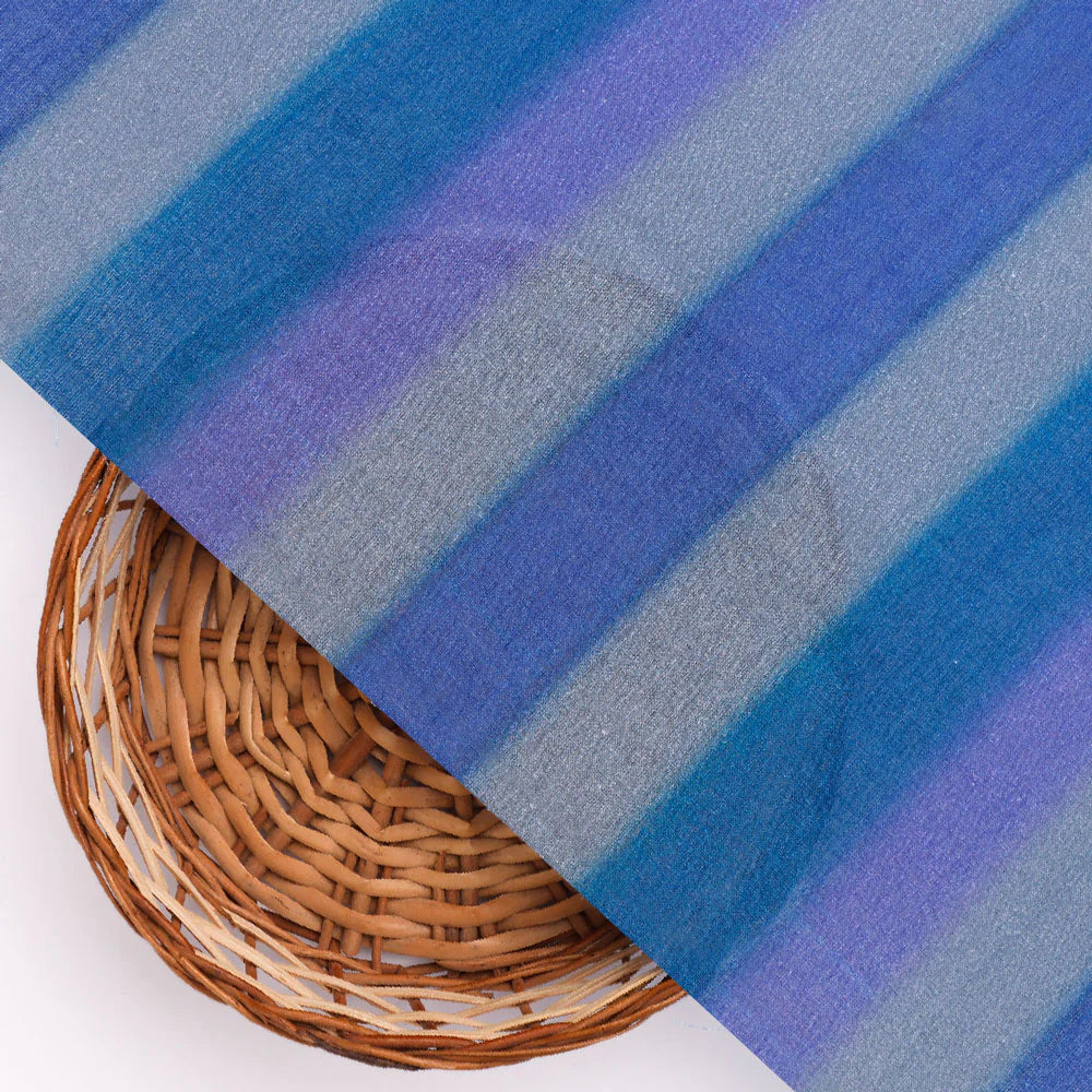 Classy Blue Strips Pure Cotton Digital Printed Fabric