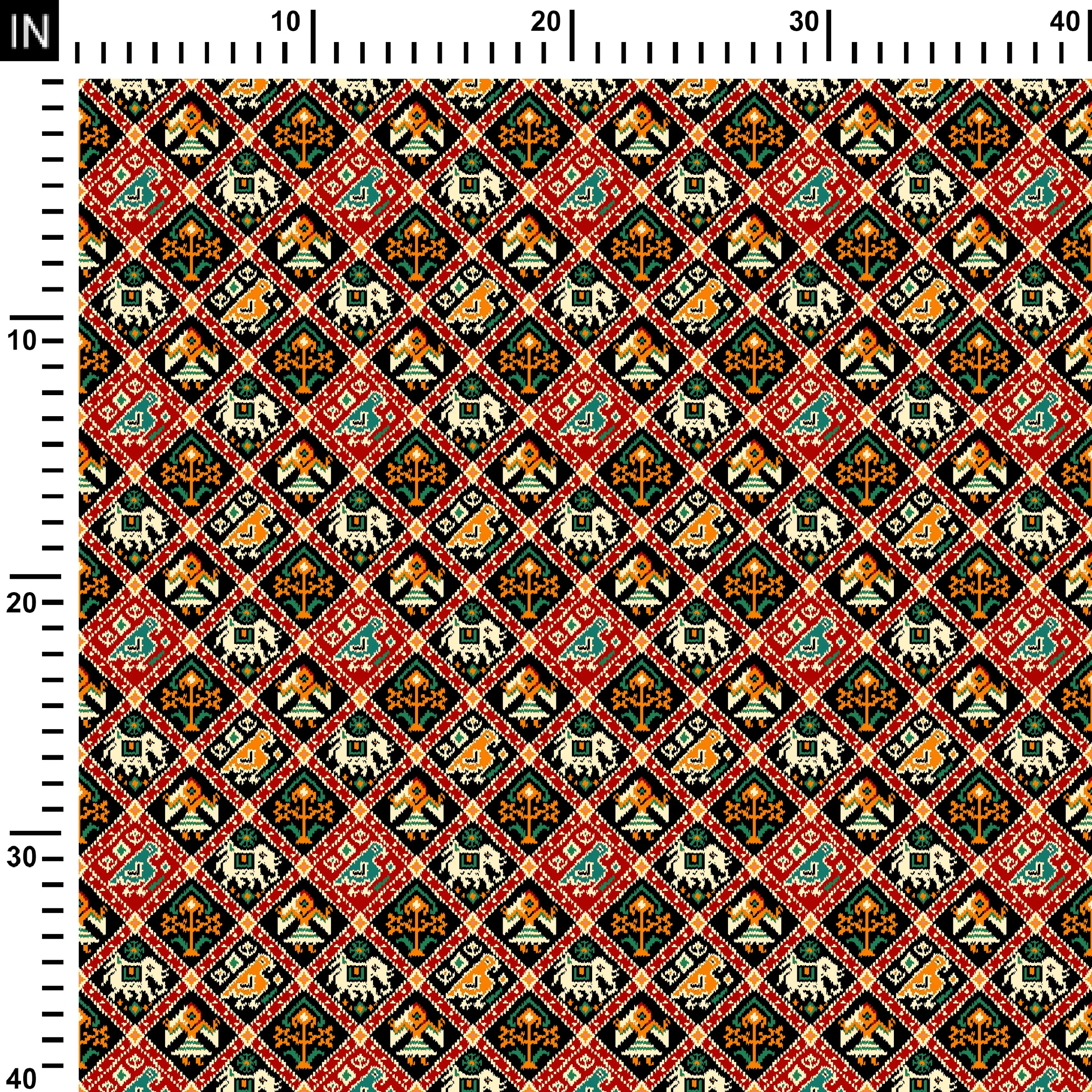 Red Rhombus Patola