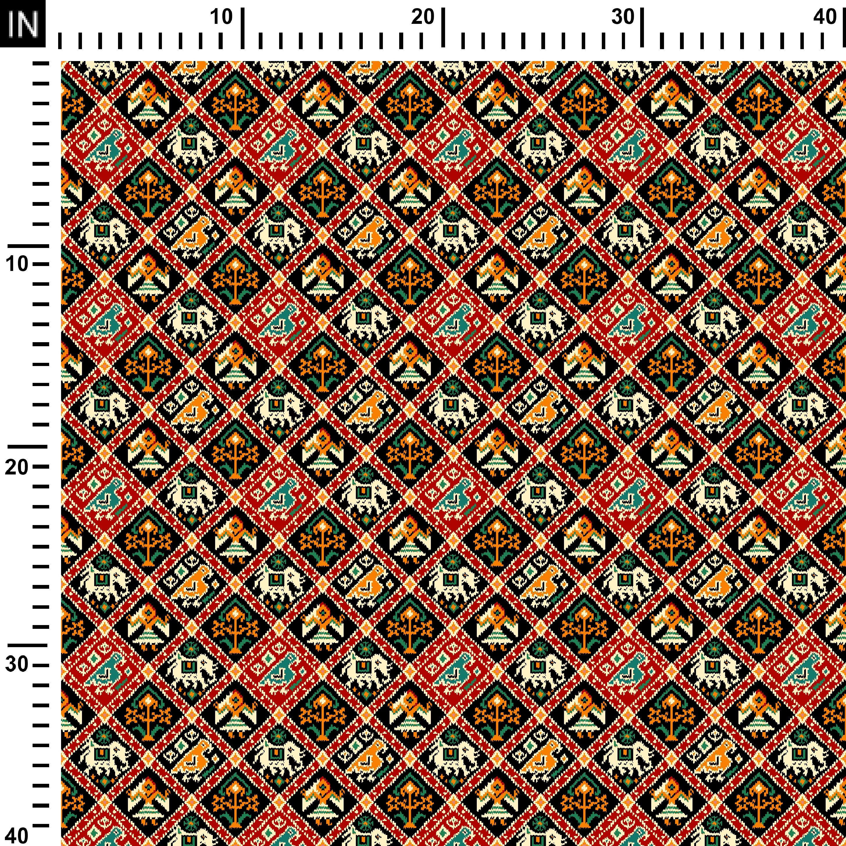Red Rhombus Patola