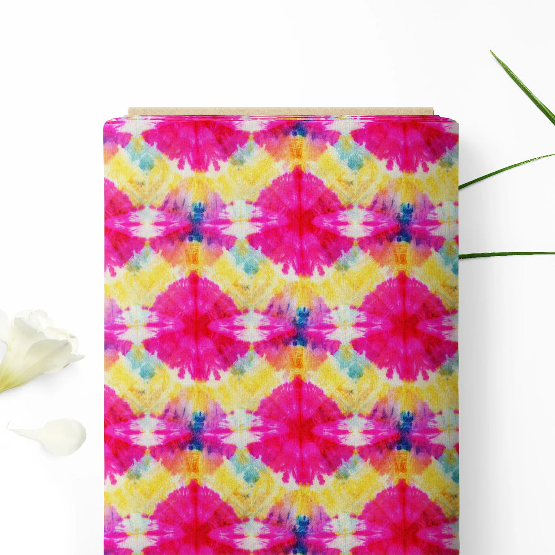 Yellow and pink shibori