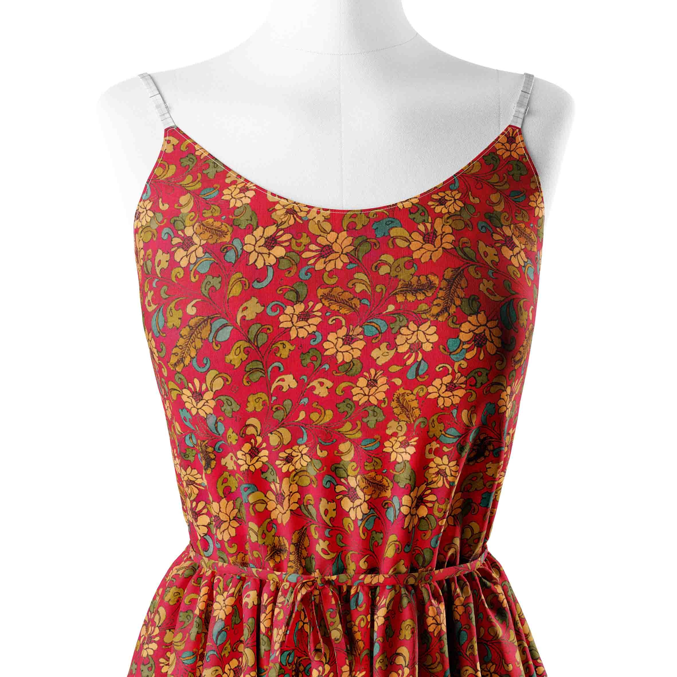 Red Vintage Kalamkari