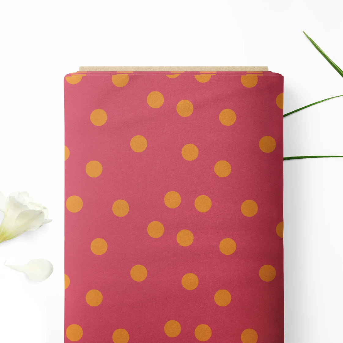 Orange dots raspberry pink