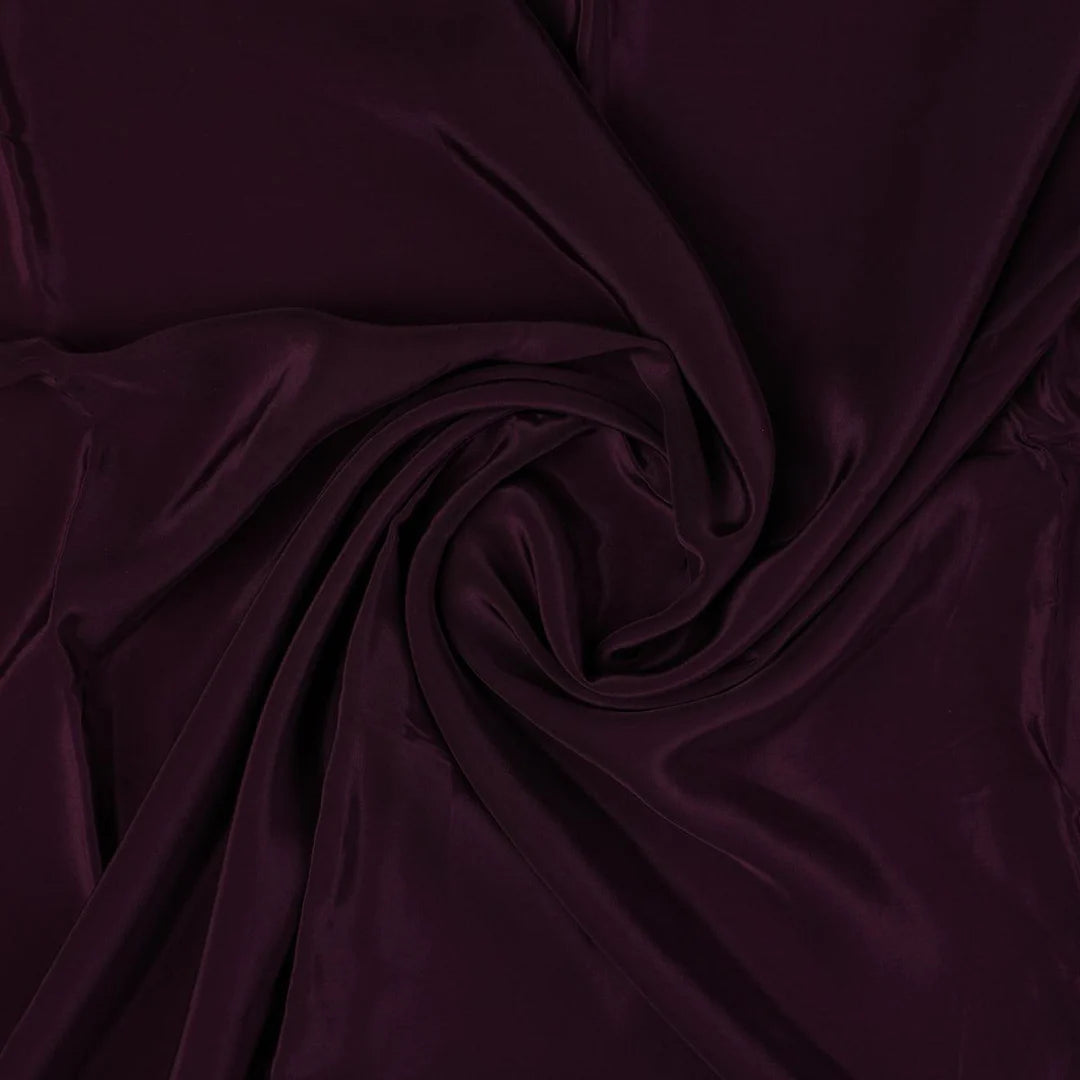 Wine Colour Natural Crepe Plain Dyed Fabric