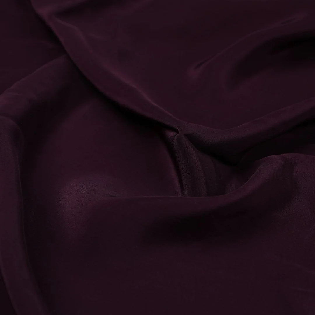 Wine Colour Natural Crepe Plain Dyed Fabric