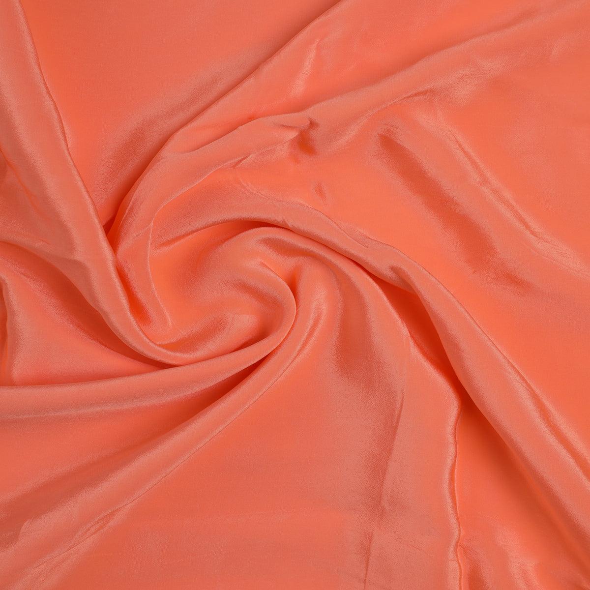 Dark Peach Colour Natural Crepe Plain Dyed Fabric
