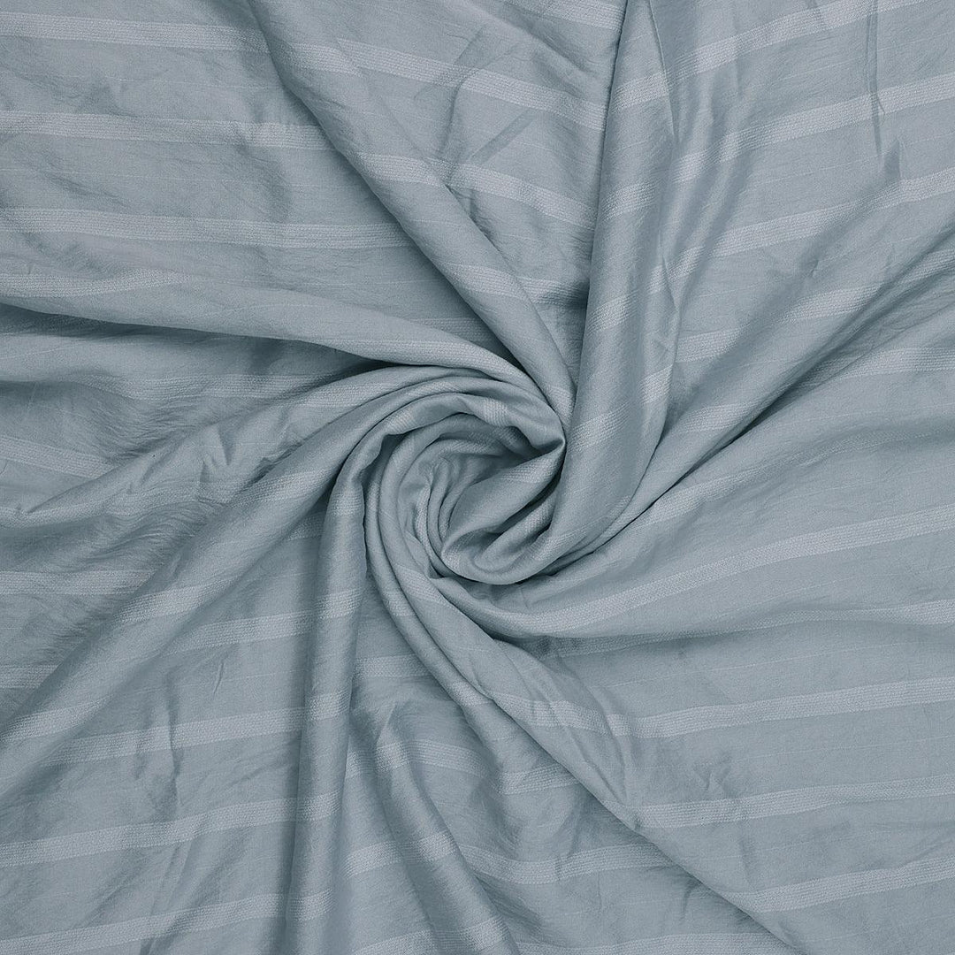 Pastel Blue Colour Bengal Stripes Self Patterned Dyed Fabric