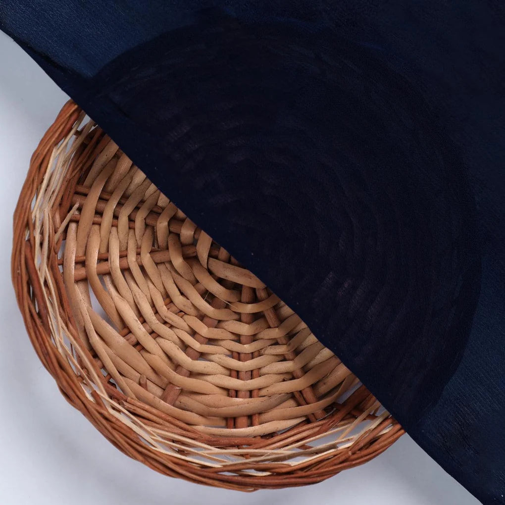 Blue Colour Pure Chinon Plain Dyed Fabric