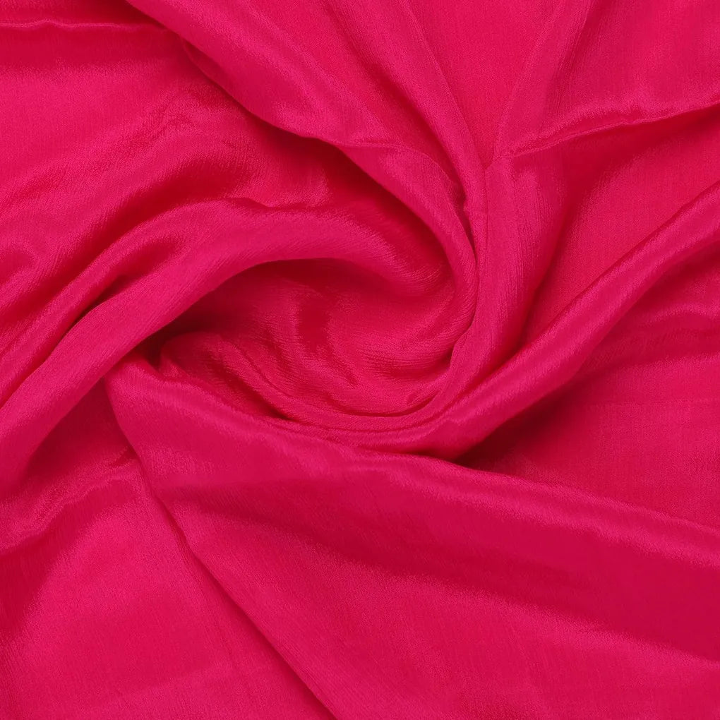 Dark Pink Colour Pure Chinon Plain Dyed Fabric