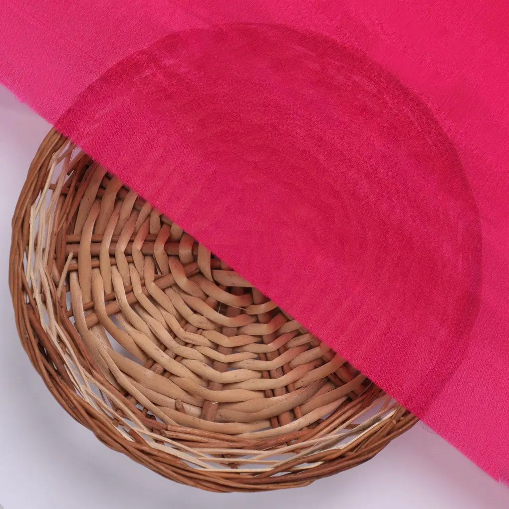 Dark Pink Colour Pure Chinon Plain Dyed Fabric