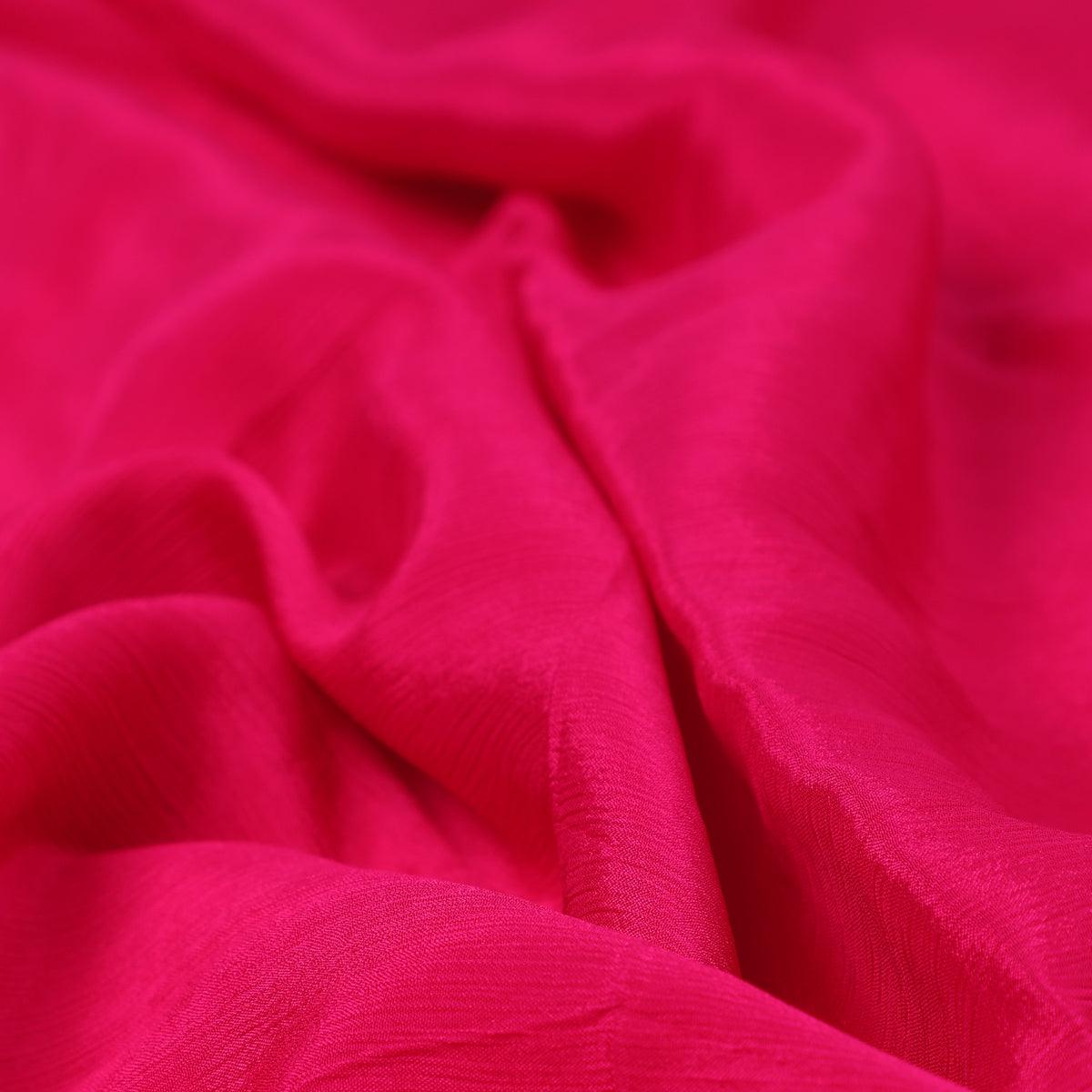 Dark Pink Colour Pure Chinon Plain Dyed Fabric