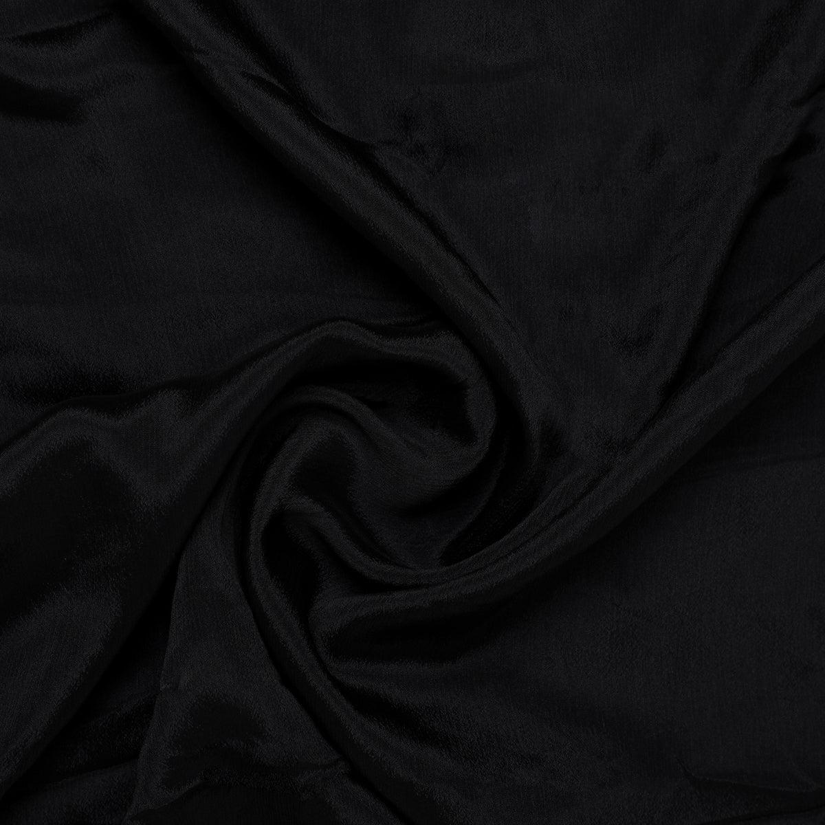 Black Colour Pure Chinon Plain Dyed Fabric
