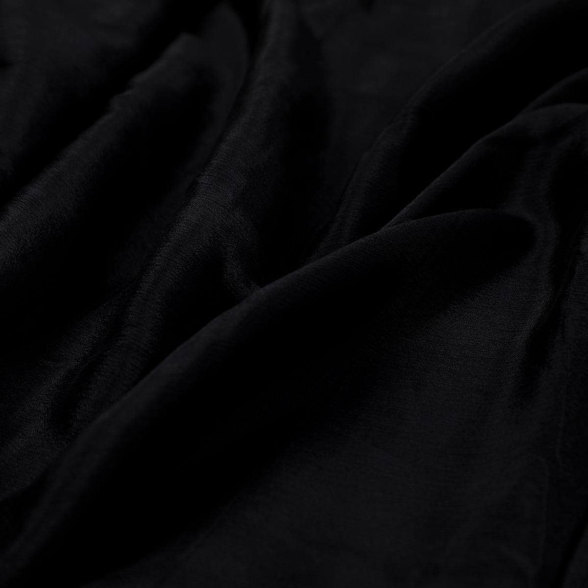 Black Colour Pure Chinon Plain Dyed Fabric
