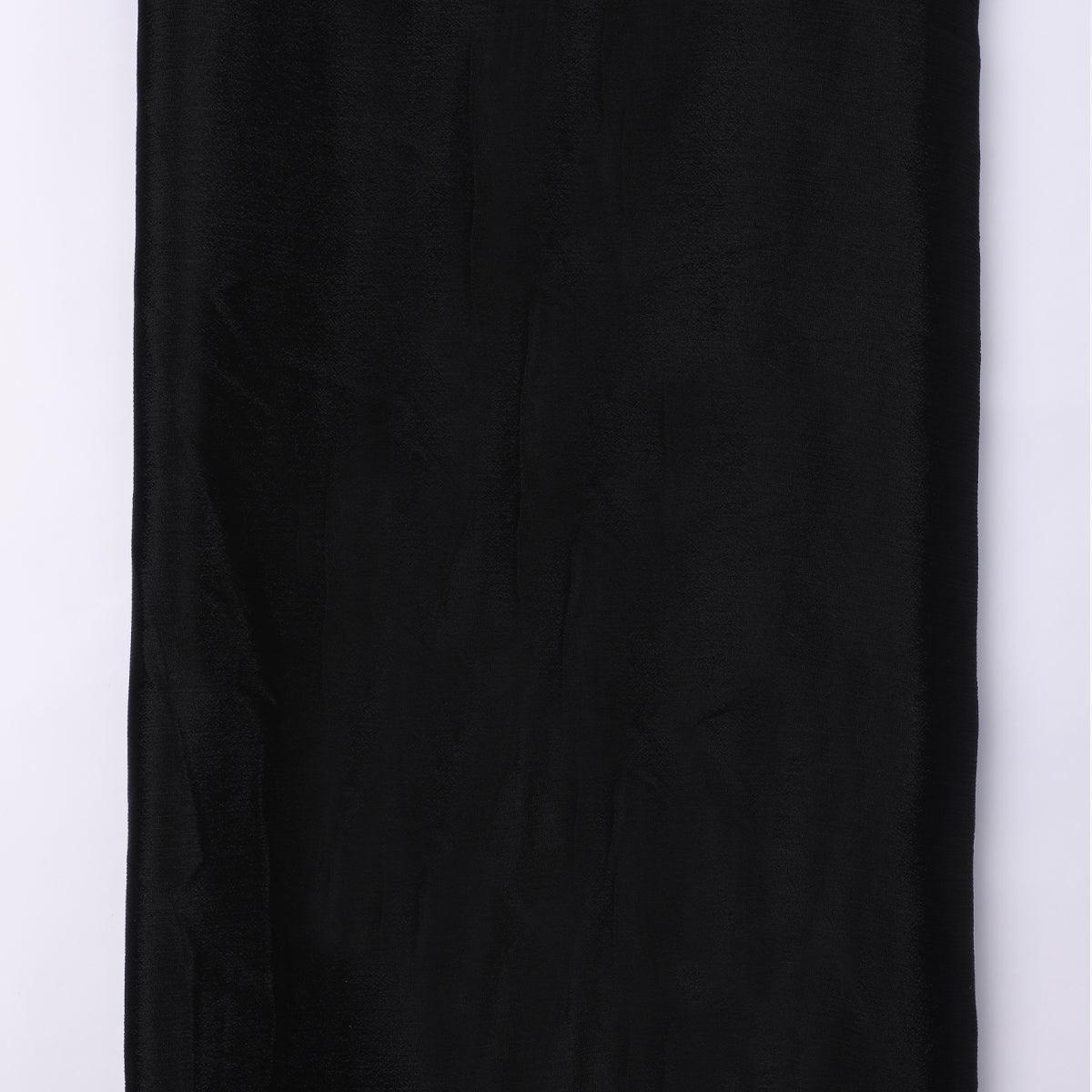 Black Colour Pure Chinon Plain Dyed Fabric