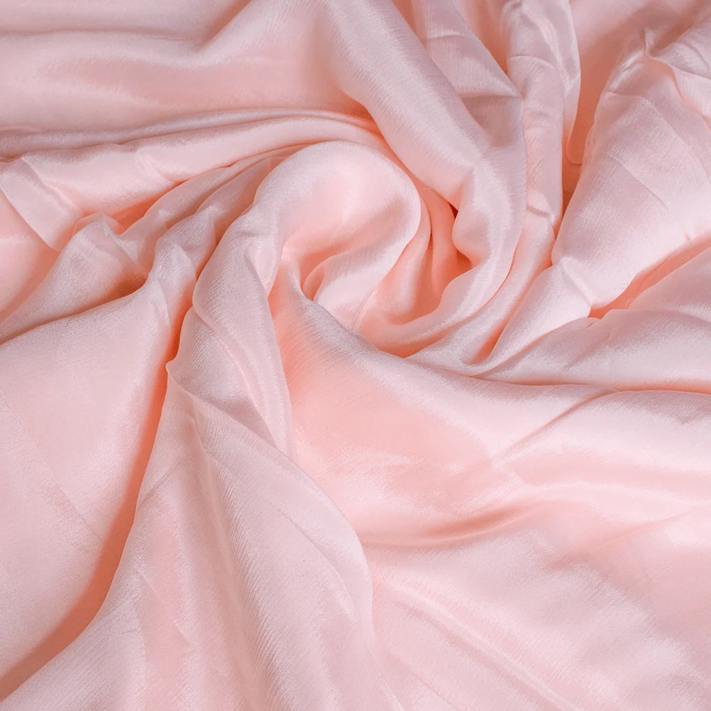 Peach Color Pure Chinon Plain Dyed Fabric