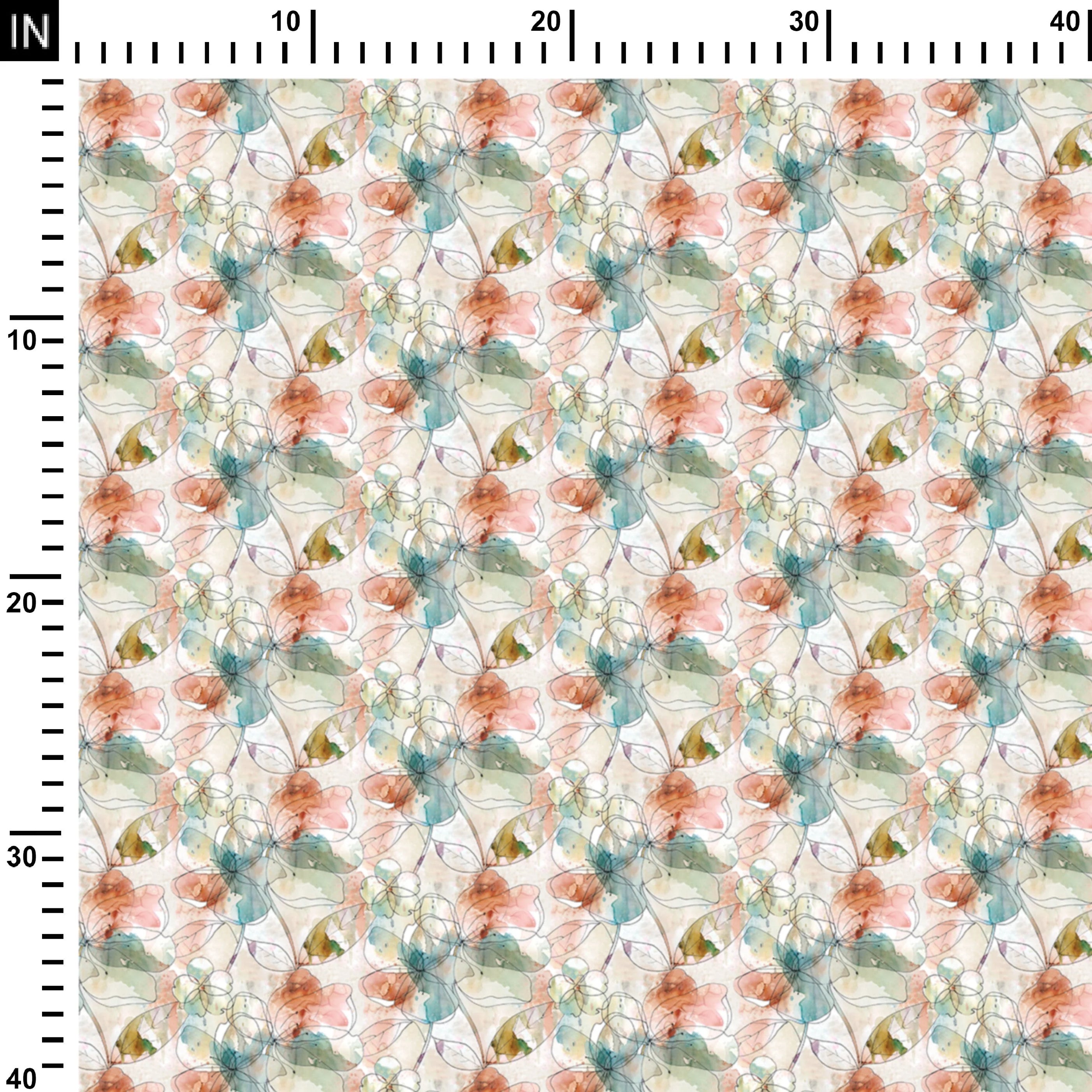 Watercolor flora Satin Linen Fabric