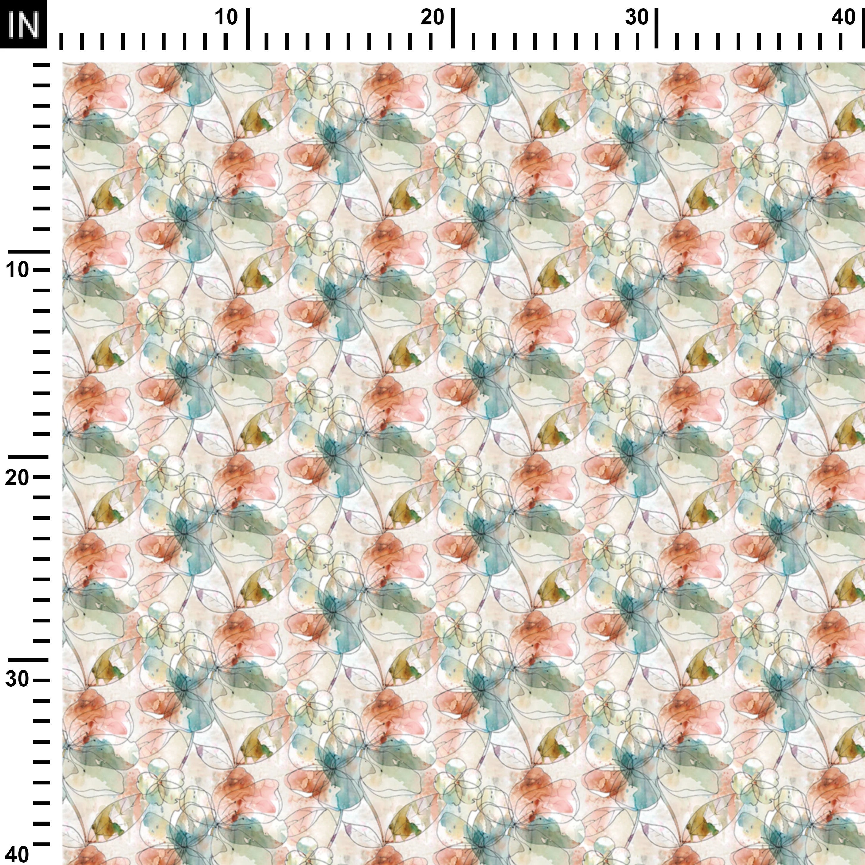 Watercolor flora Satin Linen Fabric