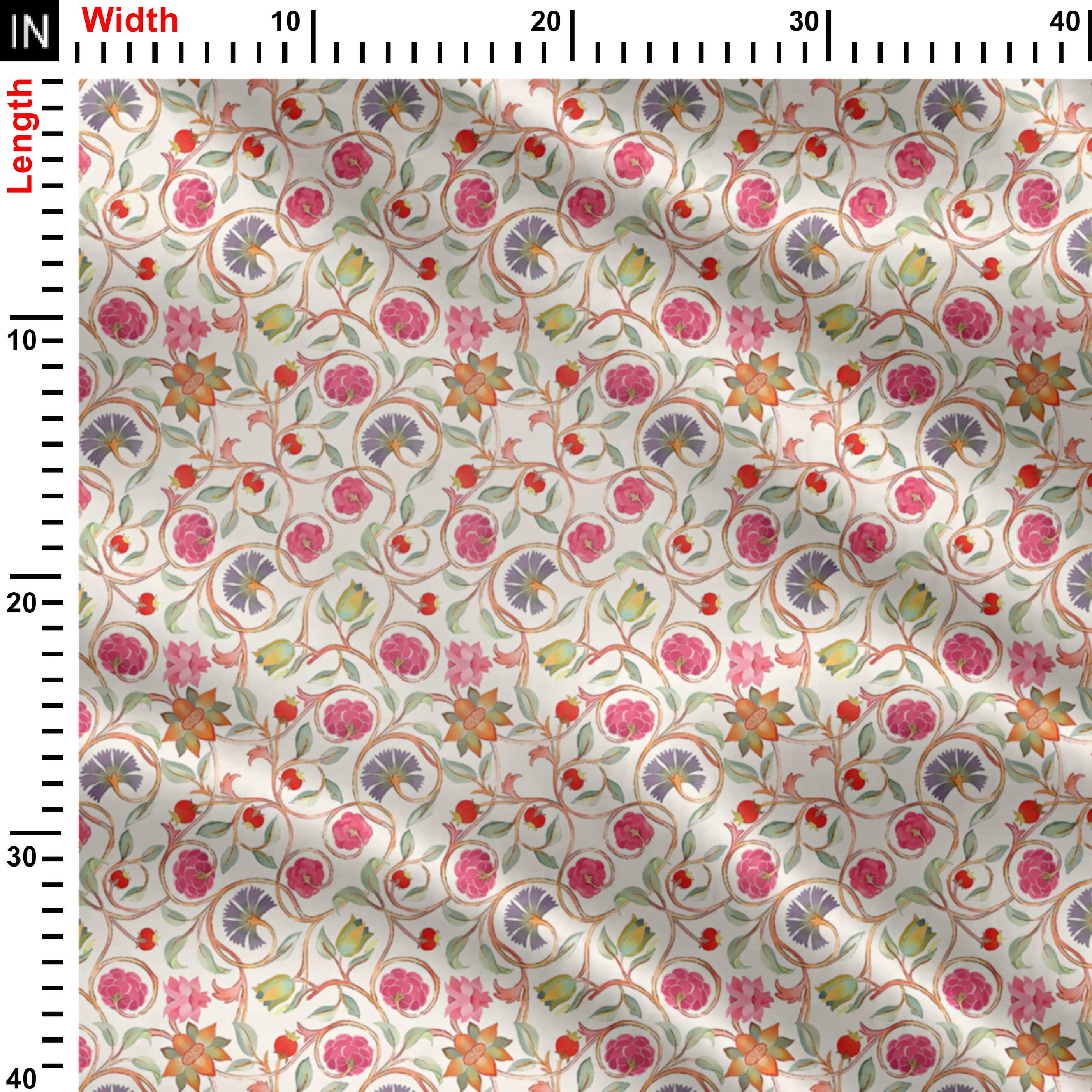 kalamkari looks with in pastel colour Print Fabric