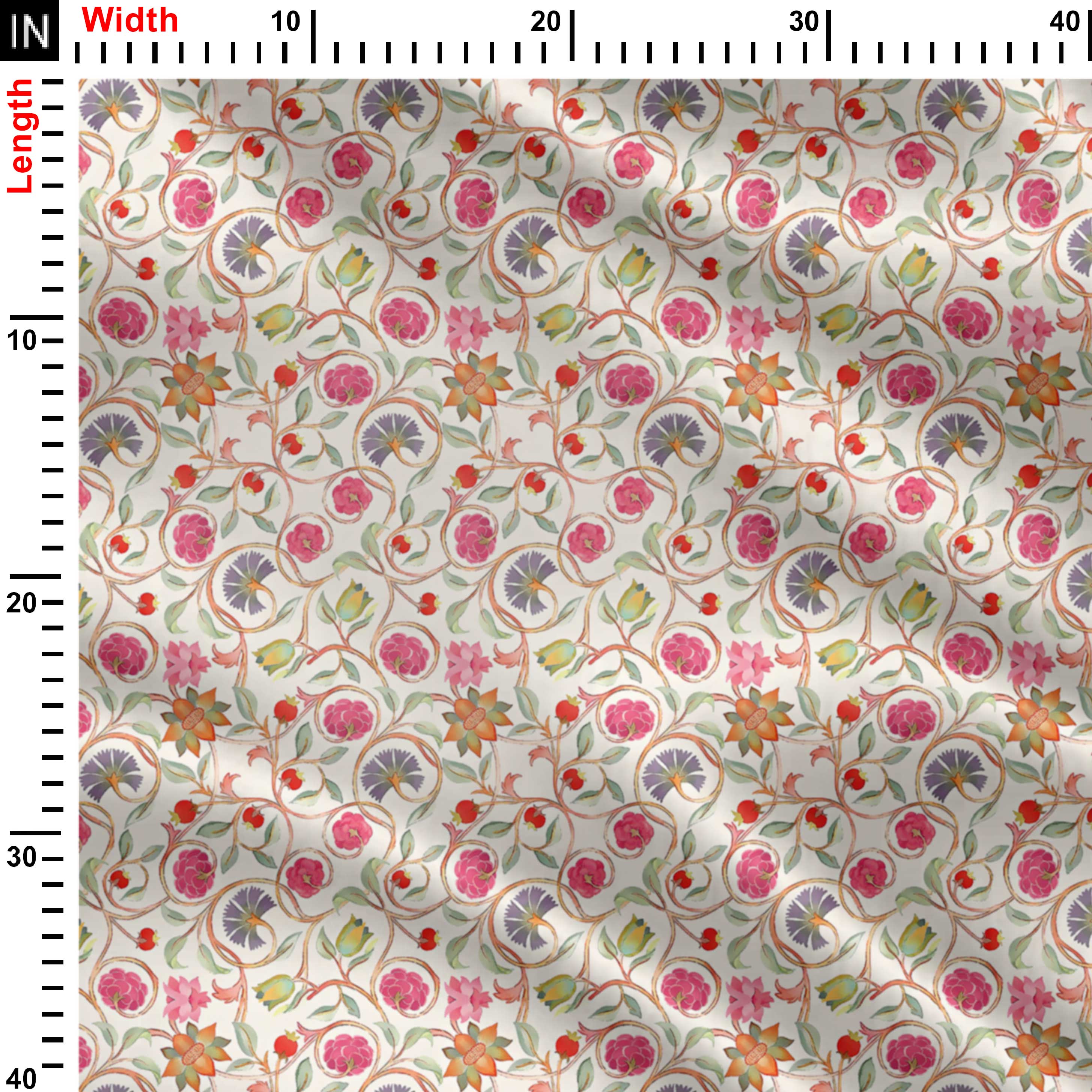 kalamkari looks with in pastel colour Print Fabric