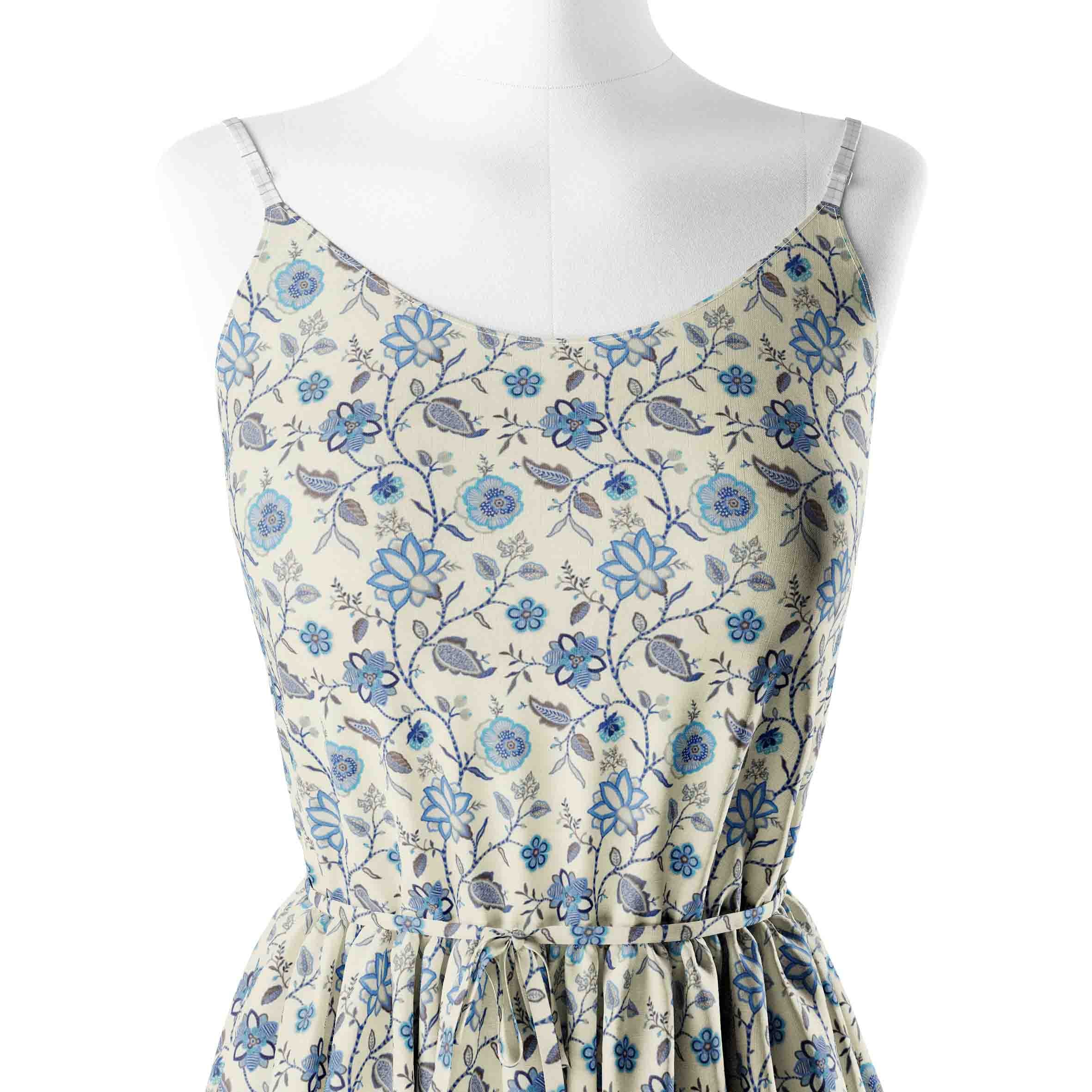 Blue Kalamkari Print Fabric