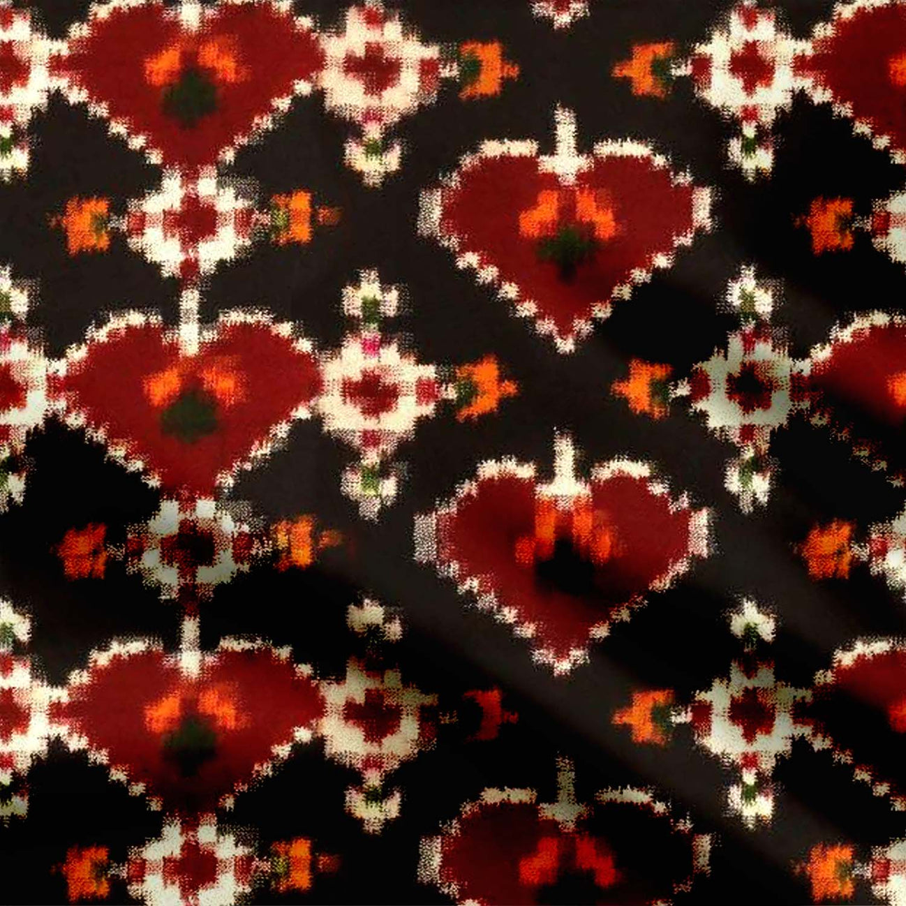 Red double hearts ikat